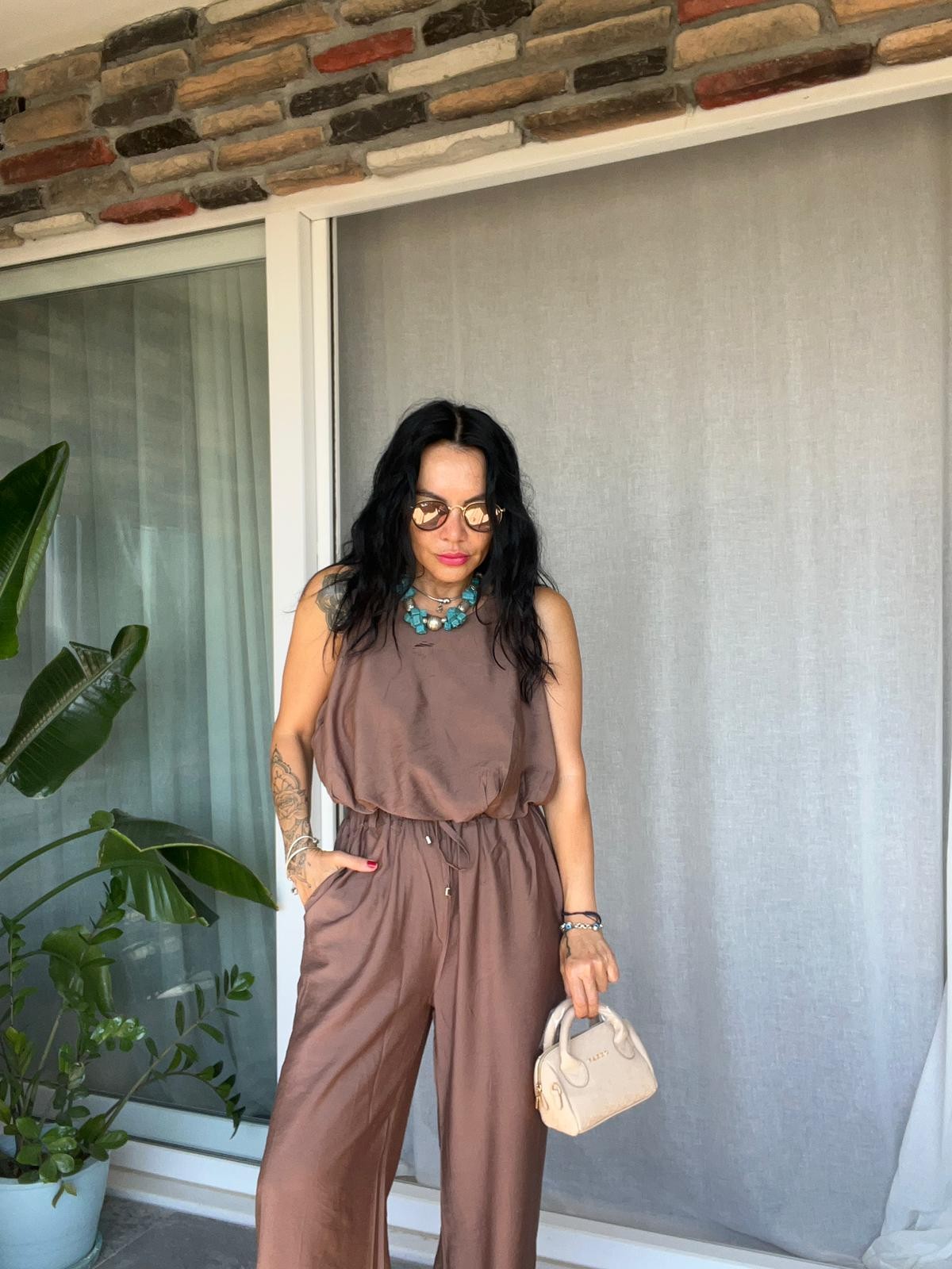 Kahve Bluz Pantolon Takım