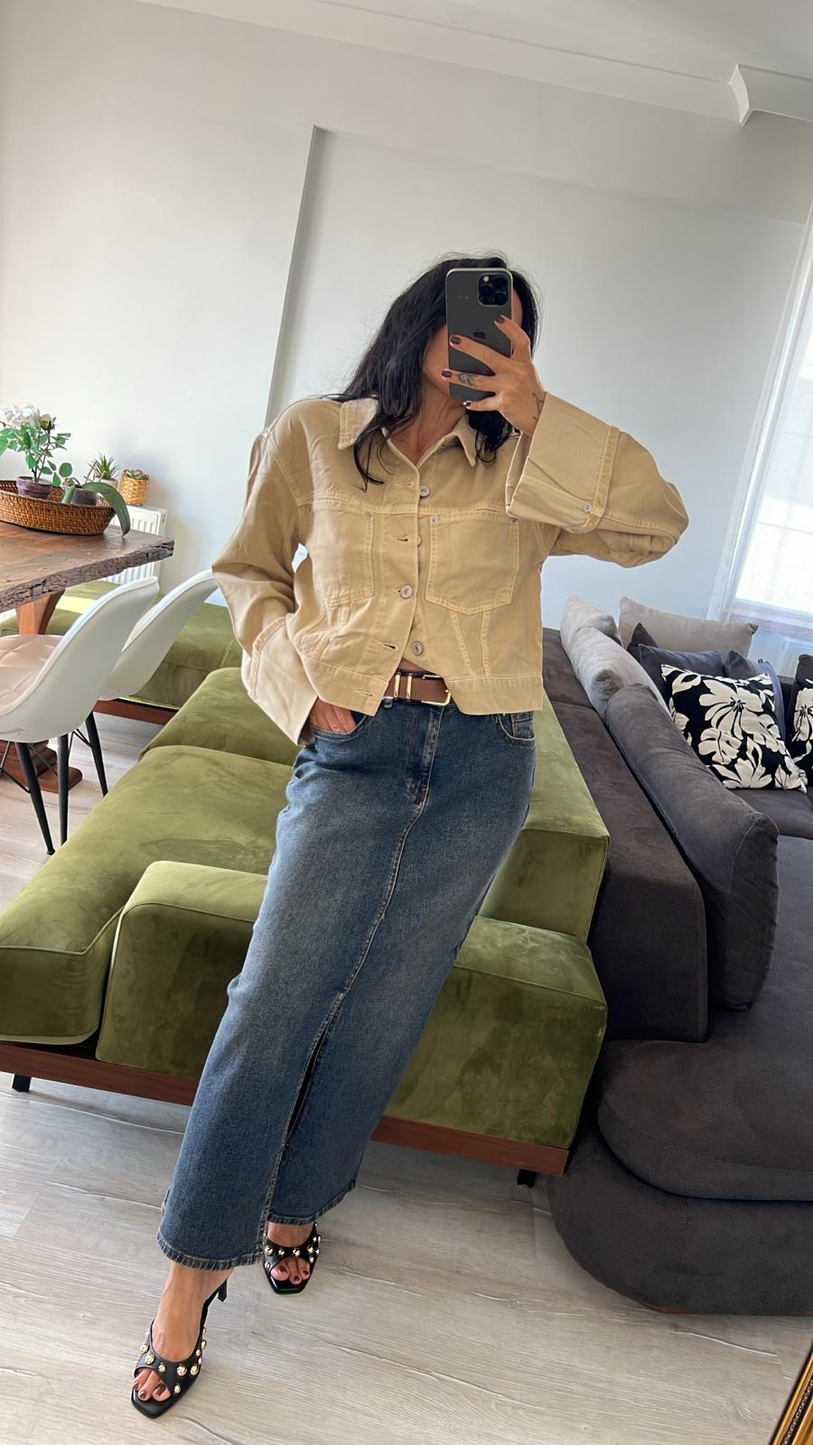 Orj Zr Bej Denim Ceket 