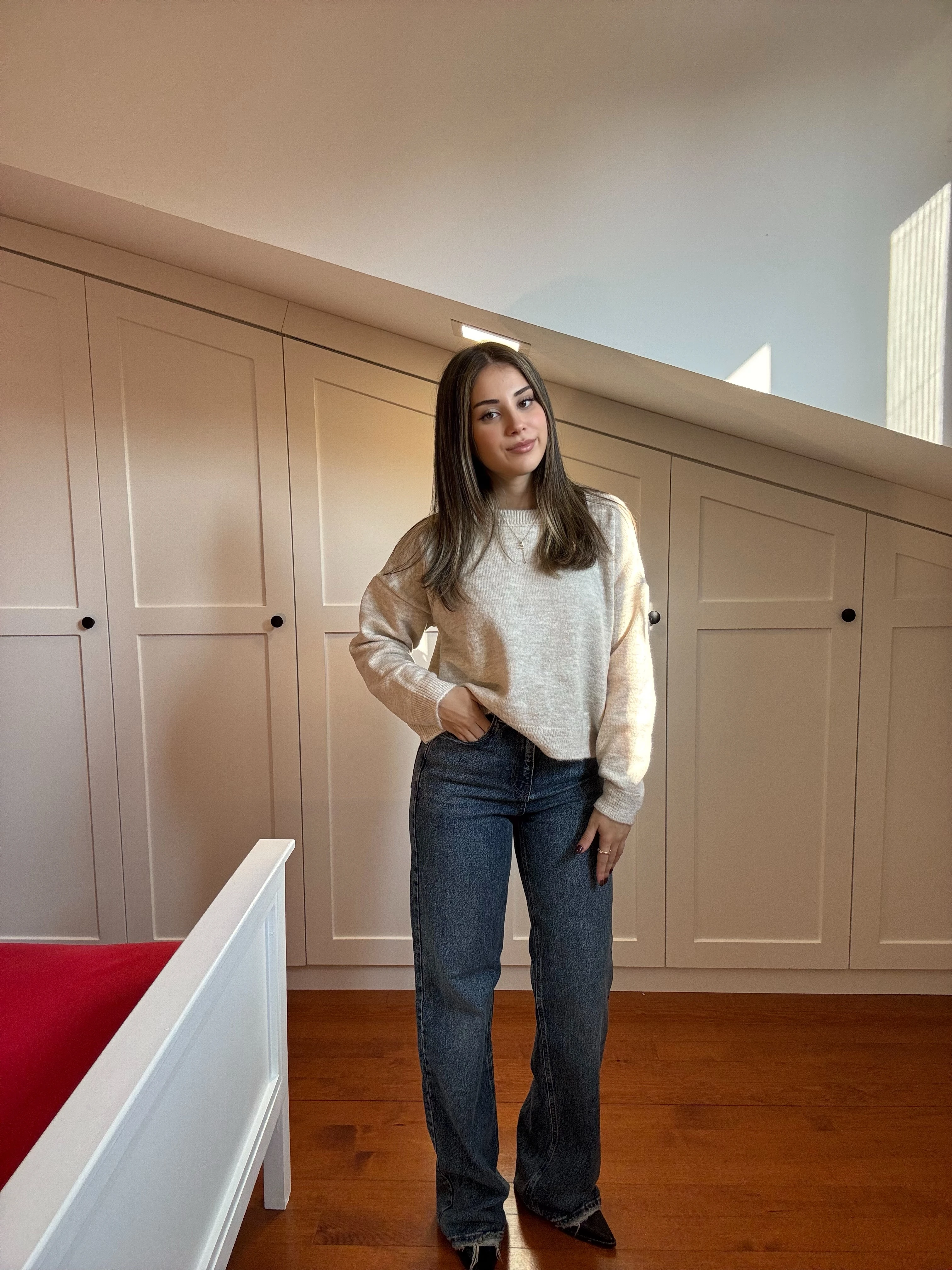 Koyu Mavi Kar Yıkamalı Wide Leg Jean