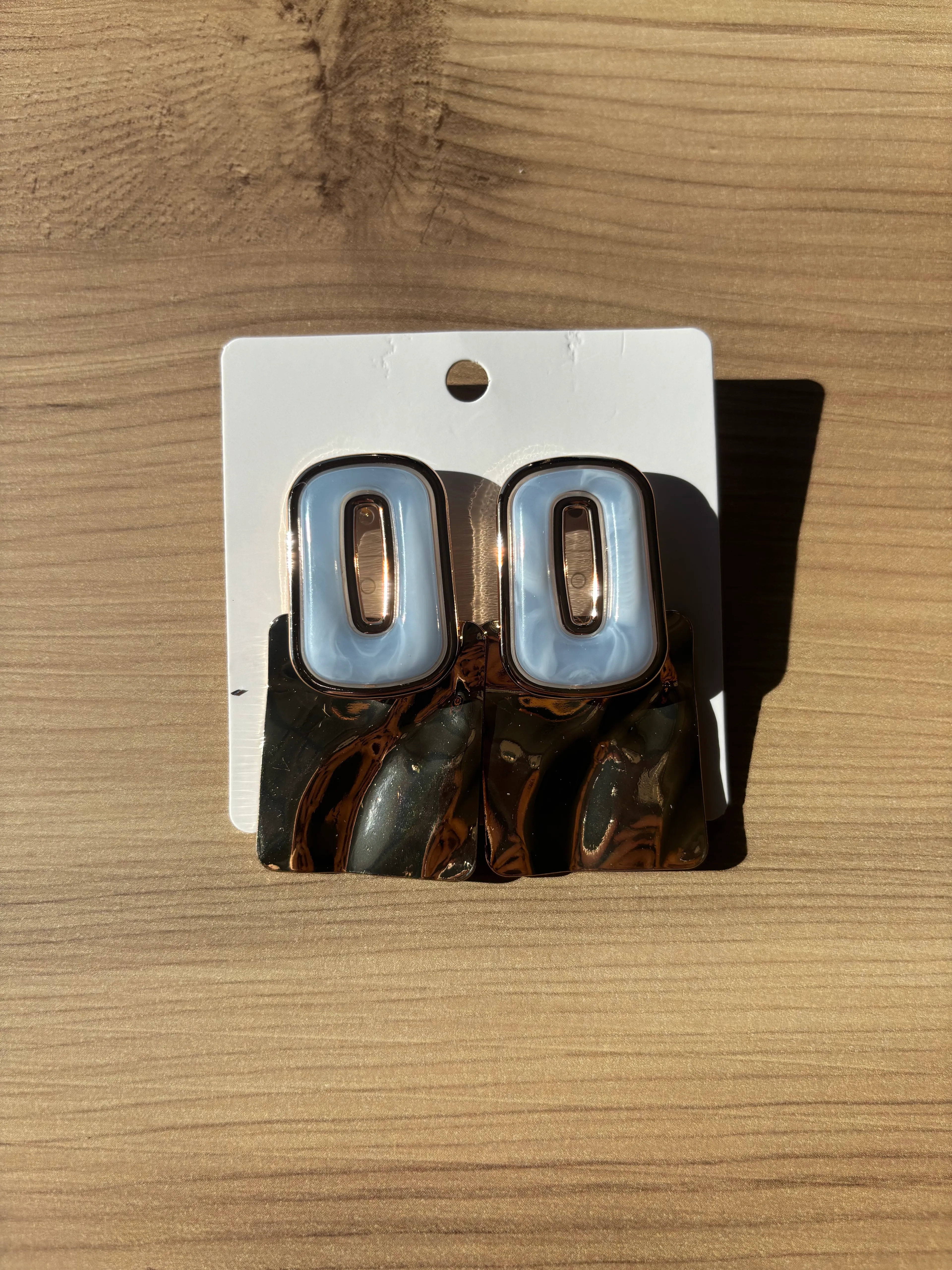 Mavi Dikdörtgen Sarkıtlı Küpe