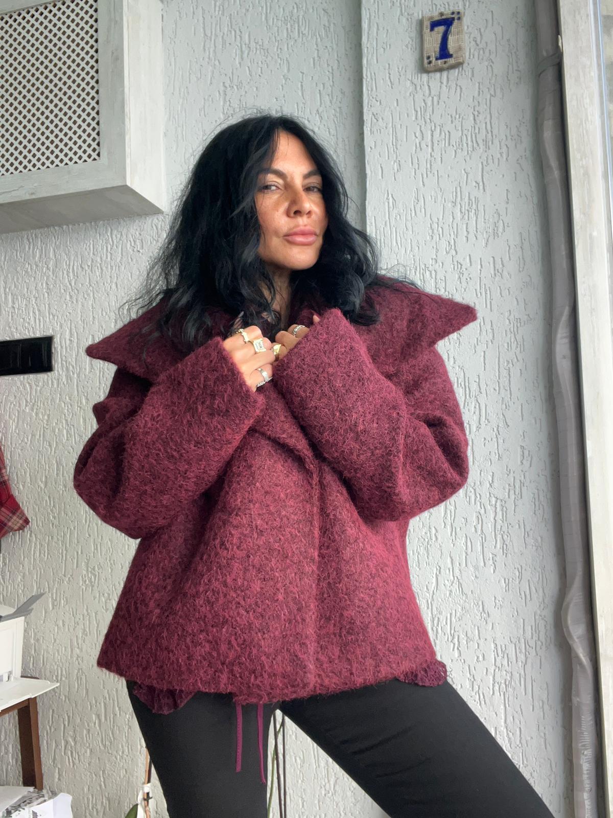 Kıvırcık Bordo Ceket 