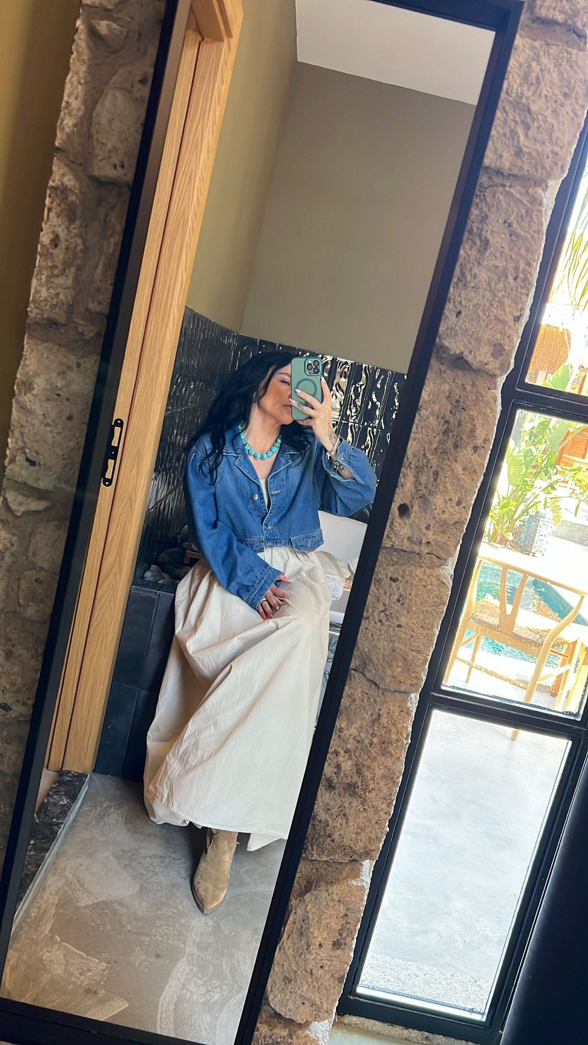 Kısa Crop Balon Kol Denim Ceket