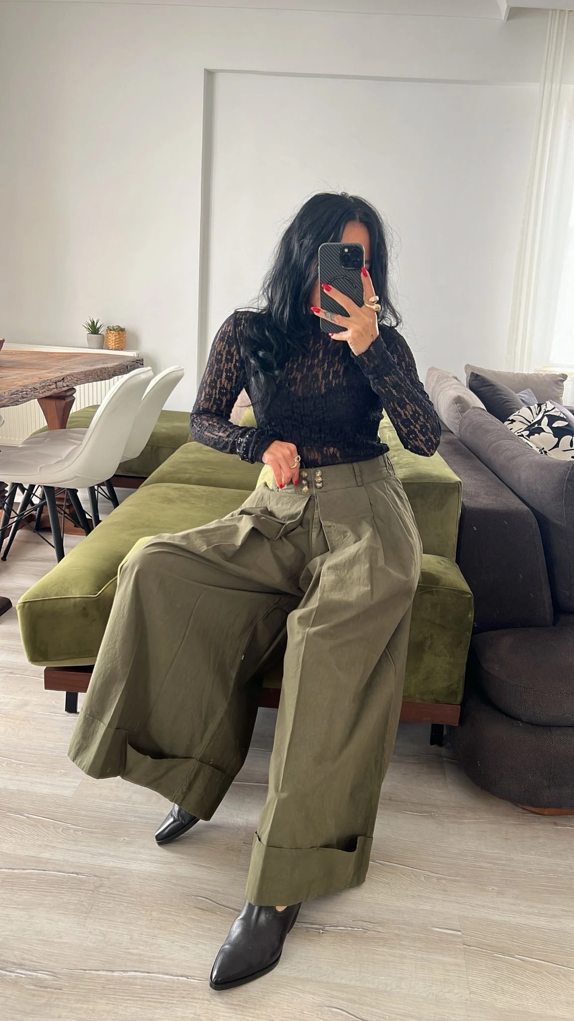 Kalın Duble Paça Haki Pantolon