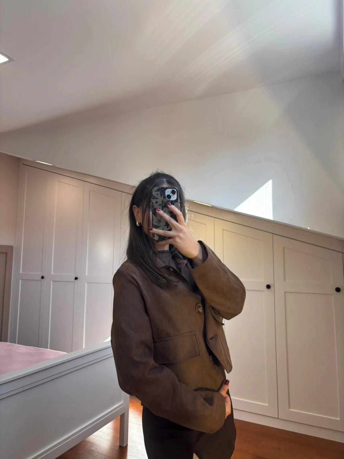 Süet Kahve Crop Ceket