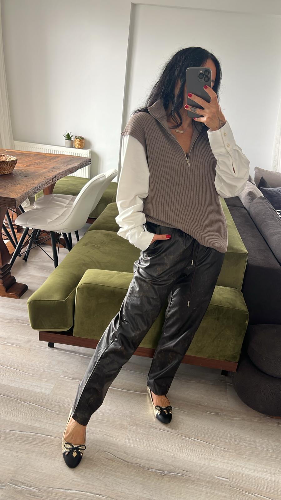 ZR Yarım Fermuarlı Vizon Triko Kazak