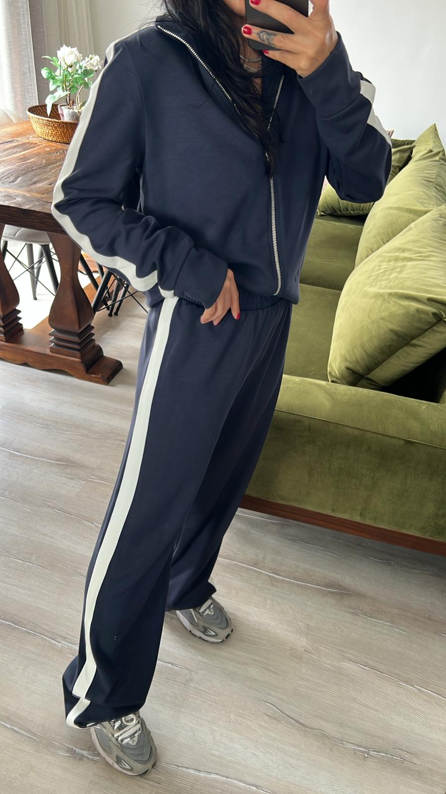 Şerit Detaylı Modal Eşofman Takım  - Lacivert