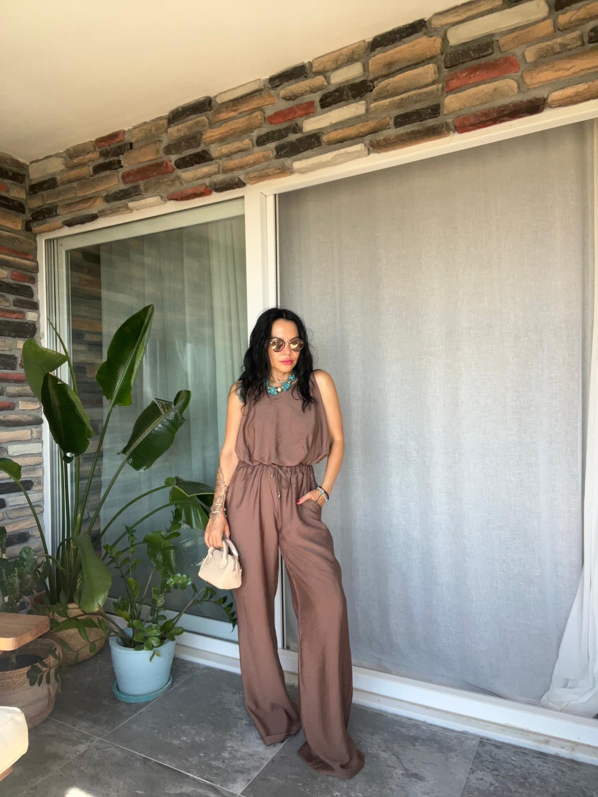 Kahve Bluz Pantolon Takım