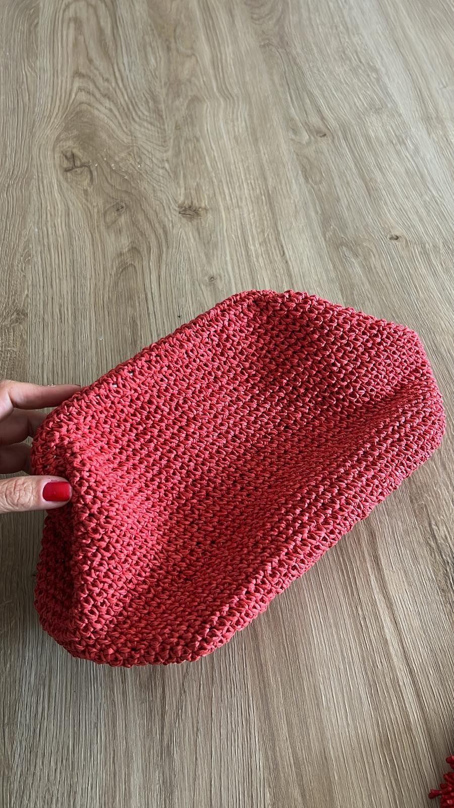 Kırmızı Hasır Clutch Çanta