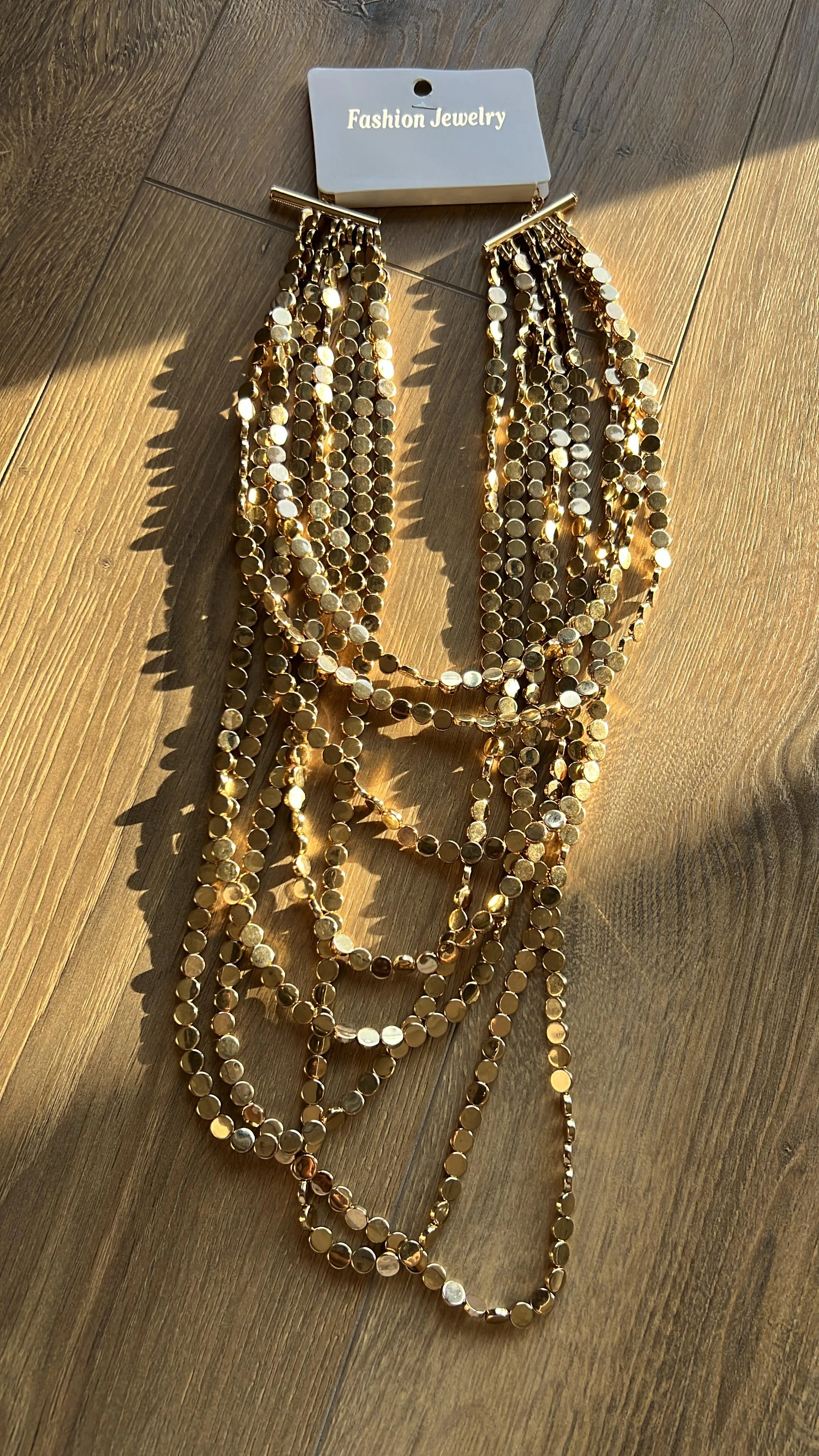 Gold Disk Detaylı Çoklu Kolye