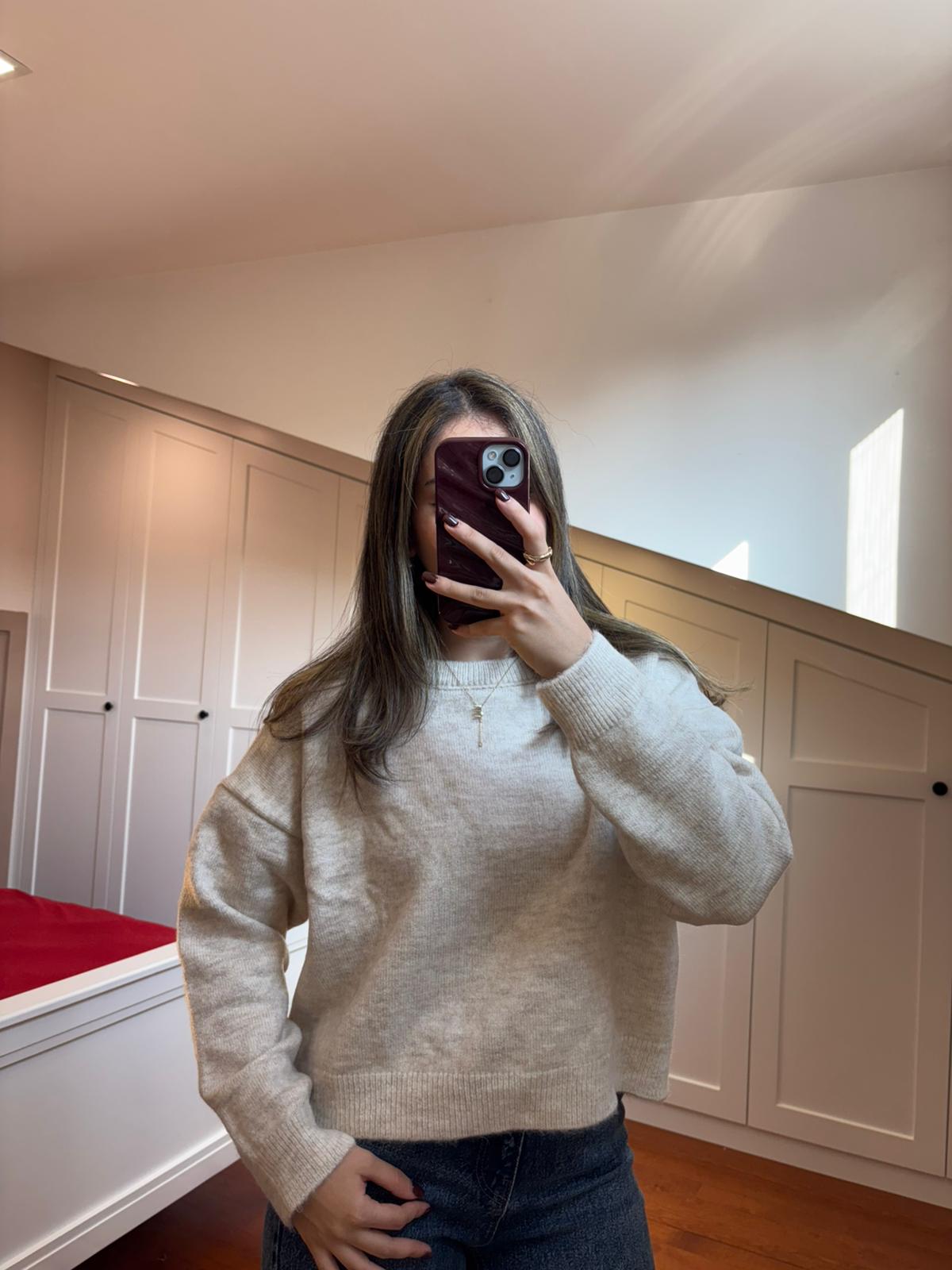 Bisiklet Yaka Triko Kazak - Taş Rengi