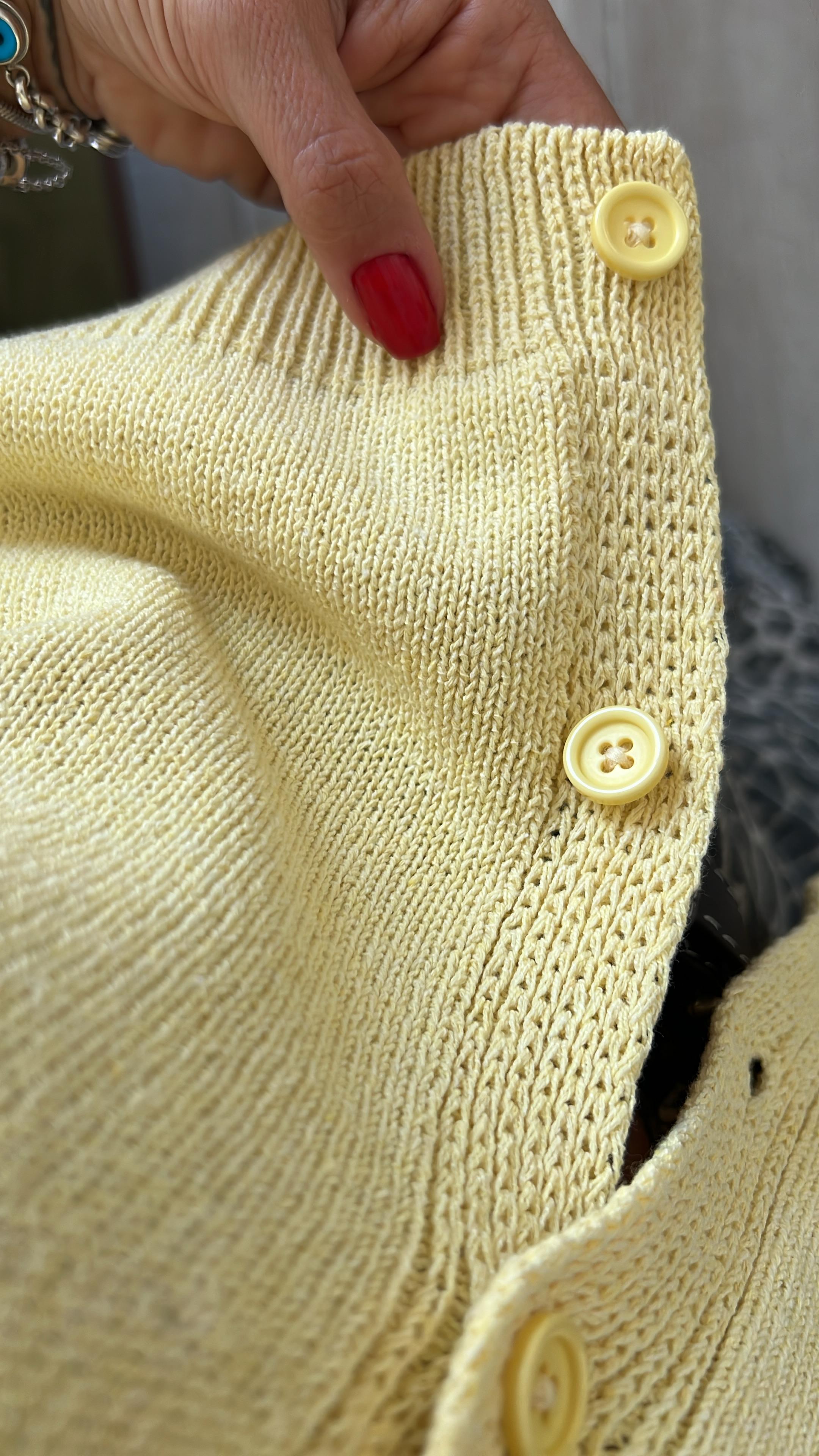 Orj Gömlek Yaka Sarı Triko Hırka