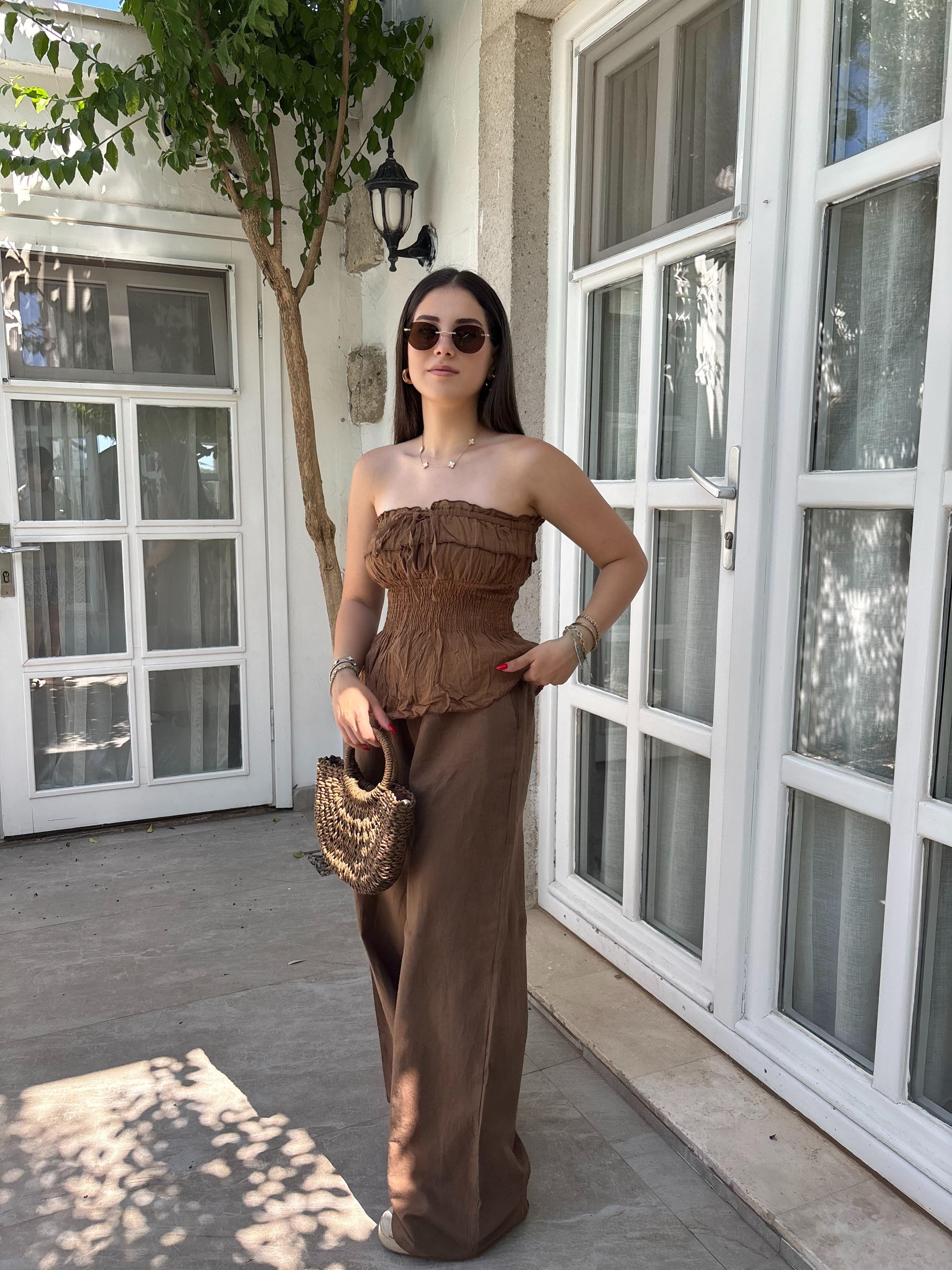 Bağcıklı Keten Pantolon
