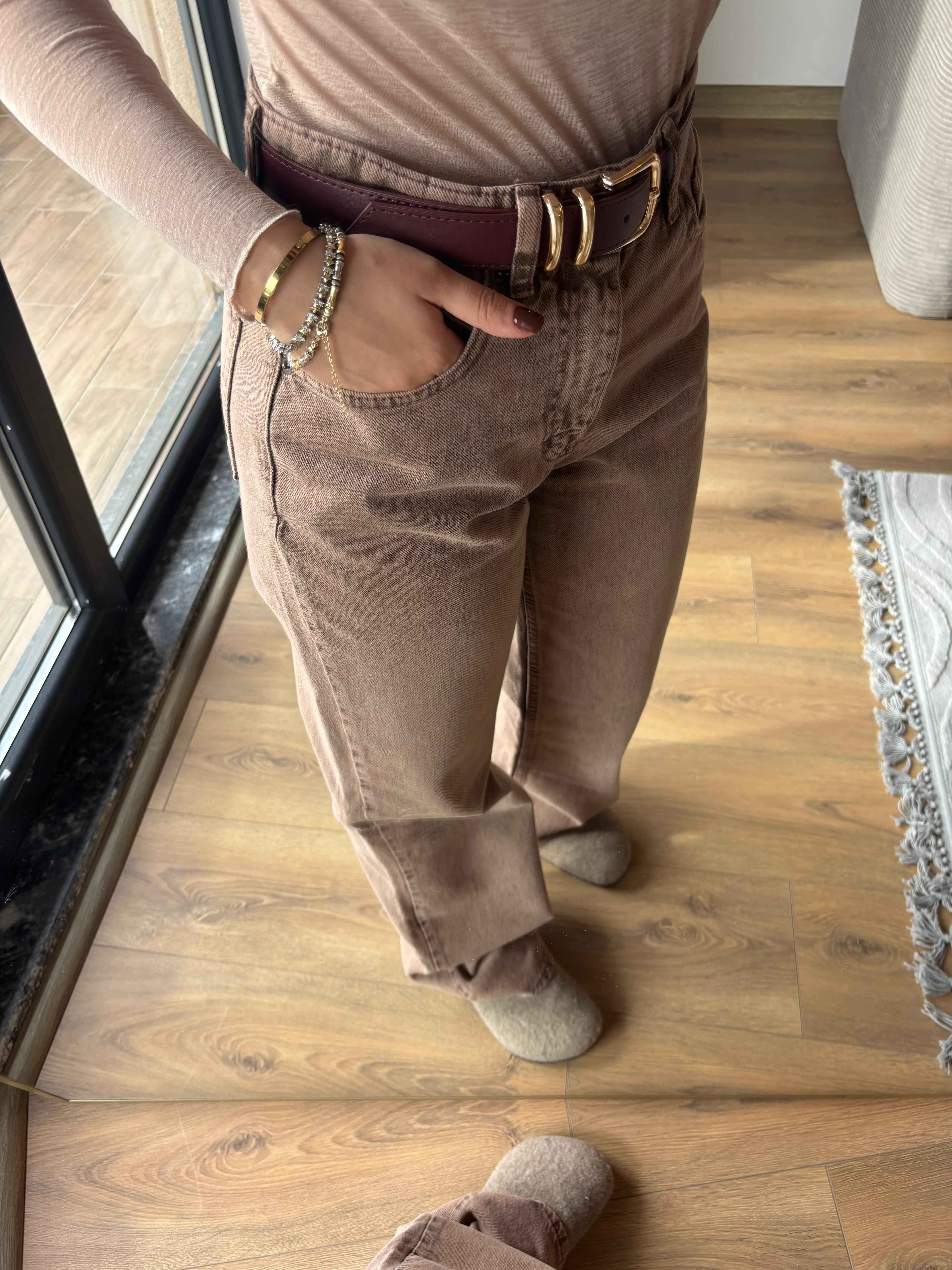 ZR Kahve Yıkamalı Straight Jean