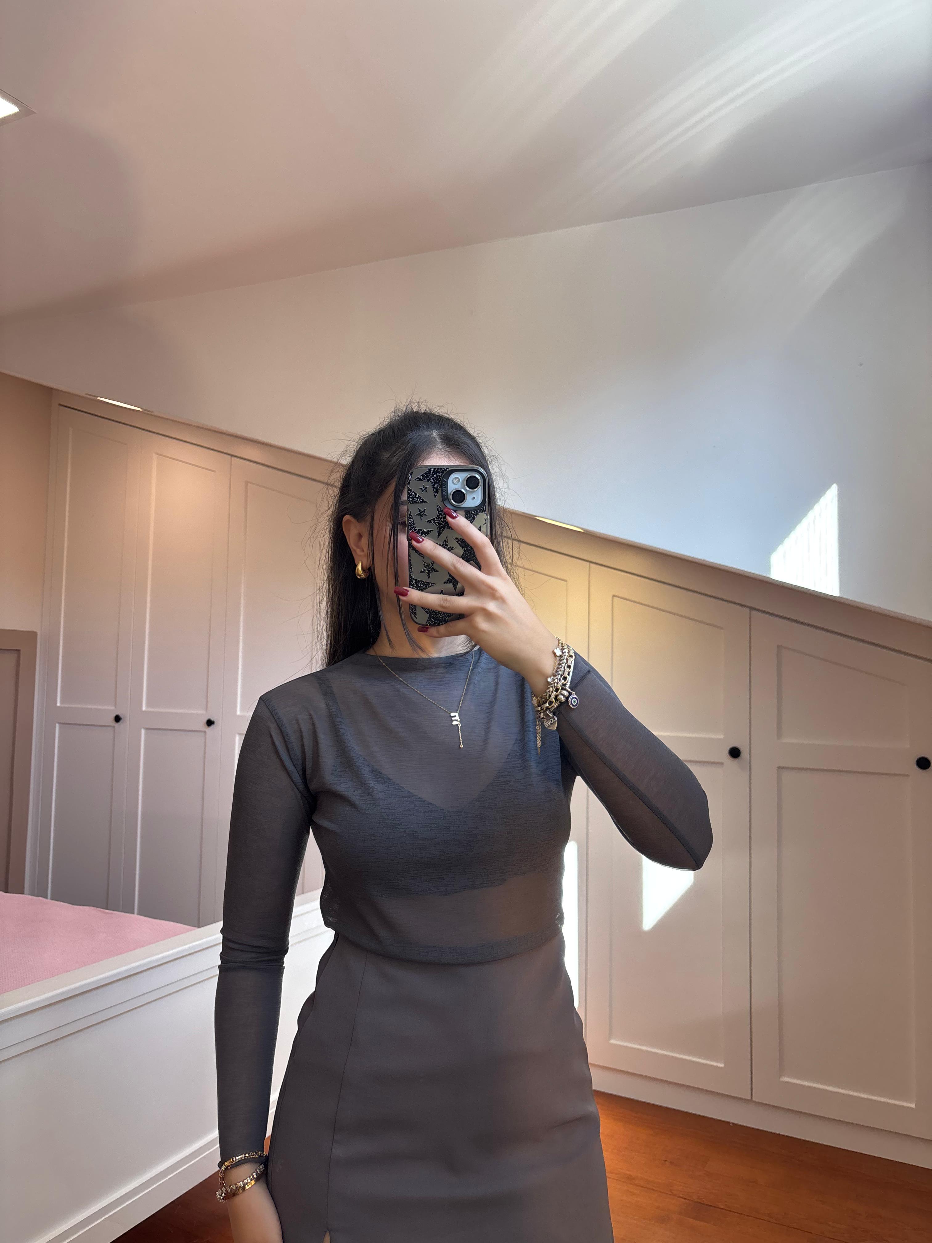 Antrasit Transparan Bluz