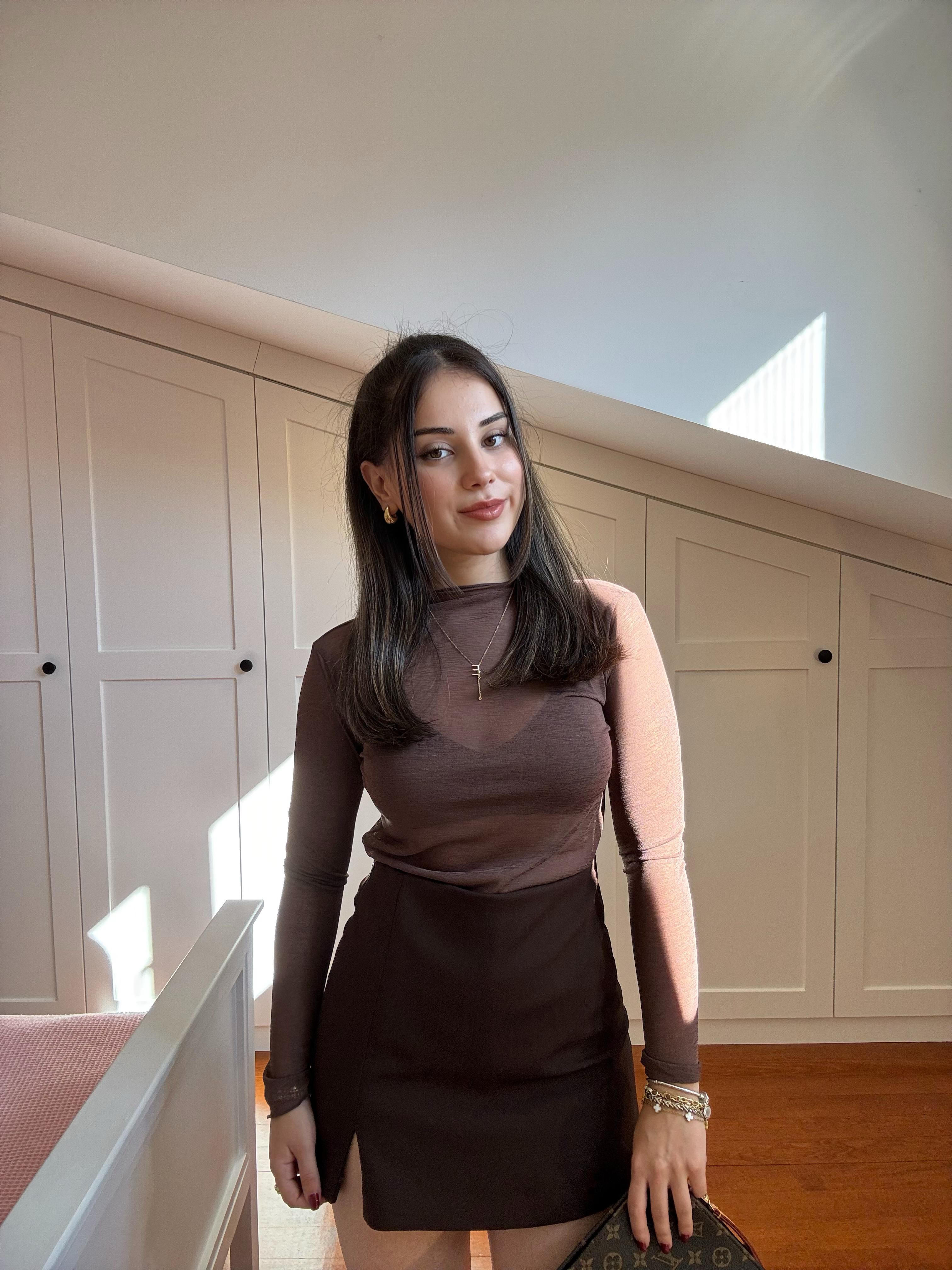 Kahve Transparan Bluz 