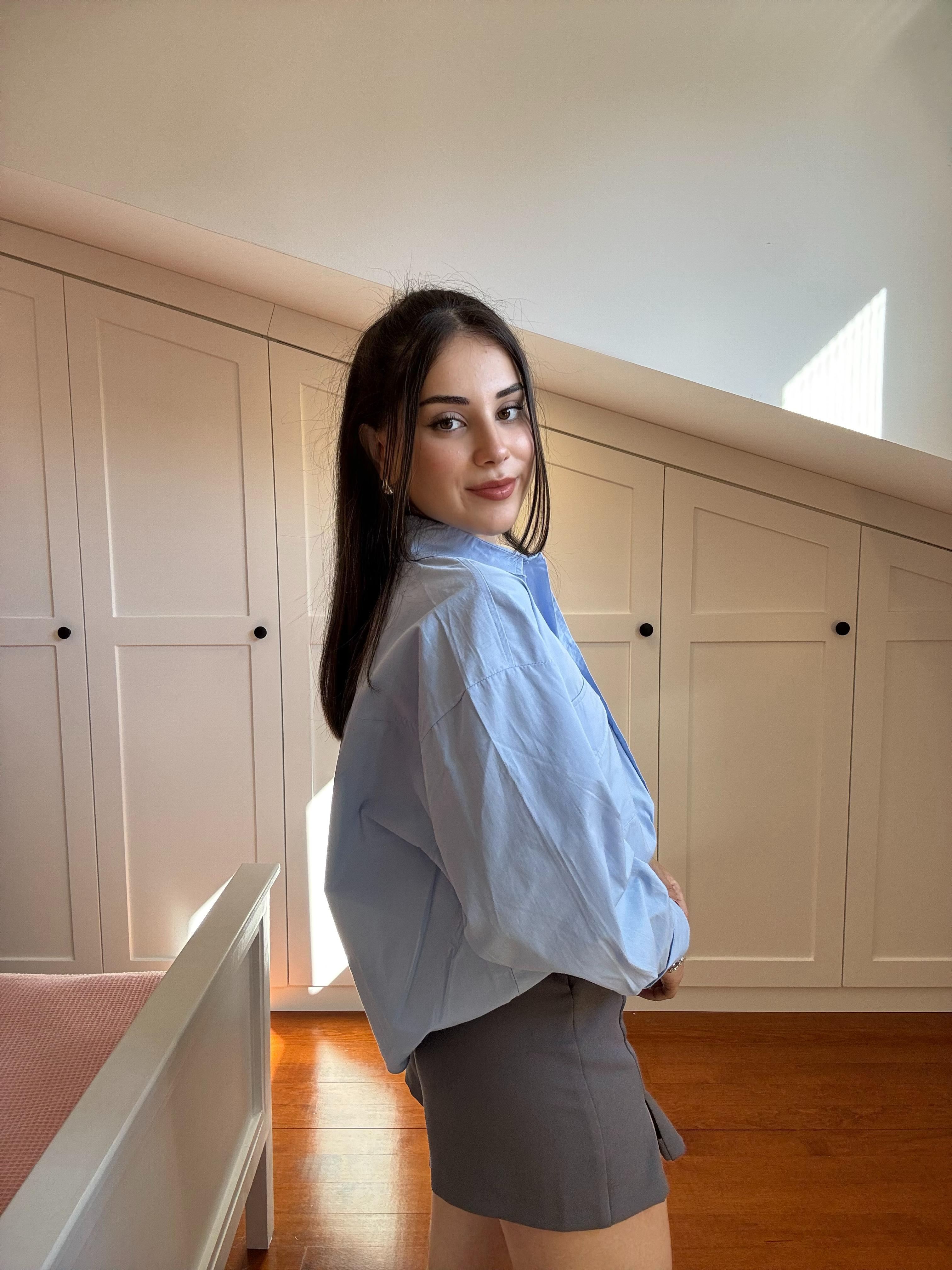 Massi Önü Cepli Crop Gömlek