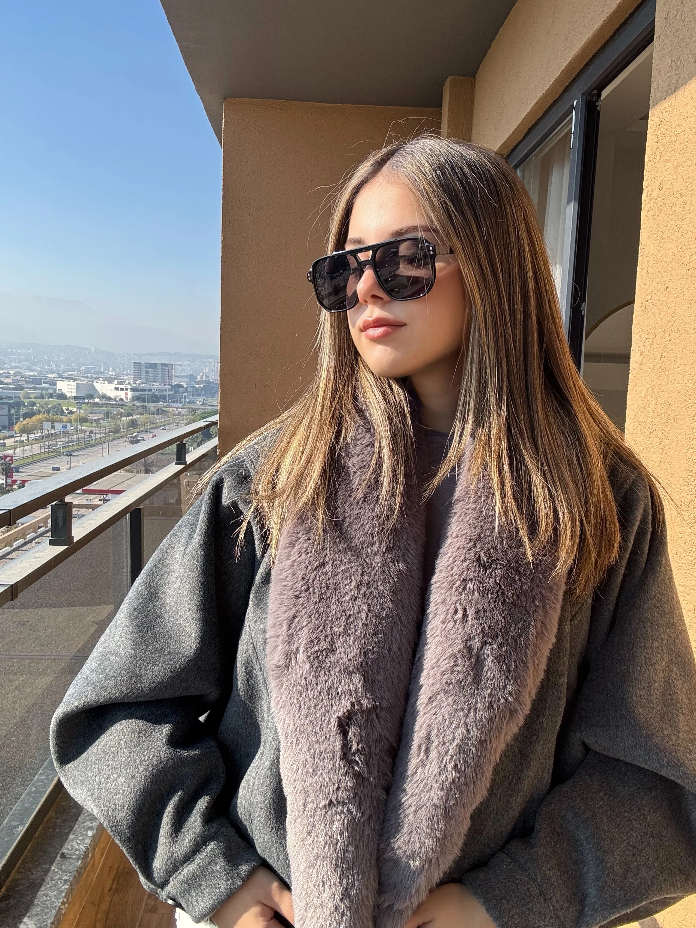 Premium Yakası Kürklü Kaşe Bomber Ceket