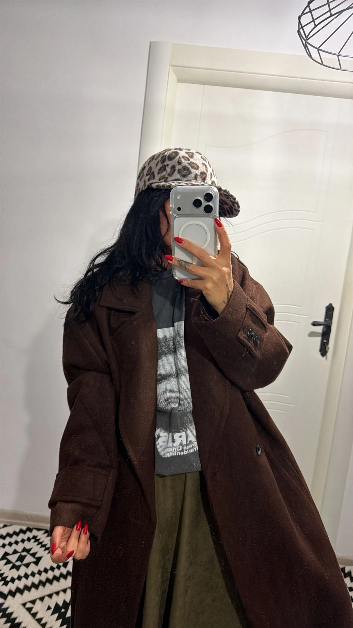 Kaşe Doku Leopar Şapka 