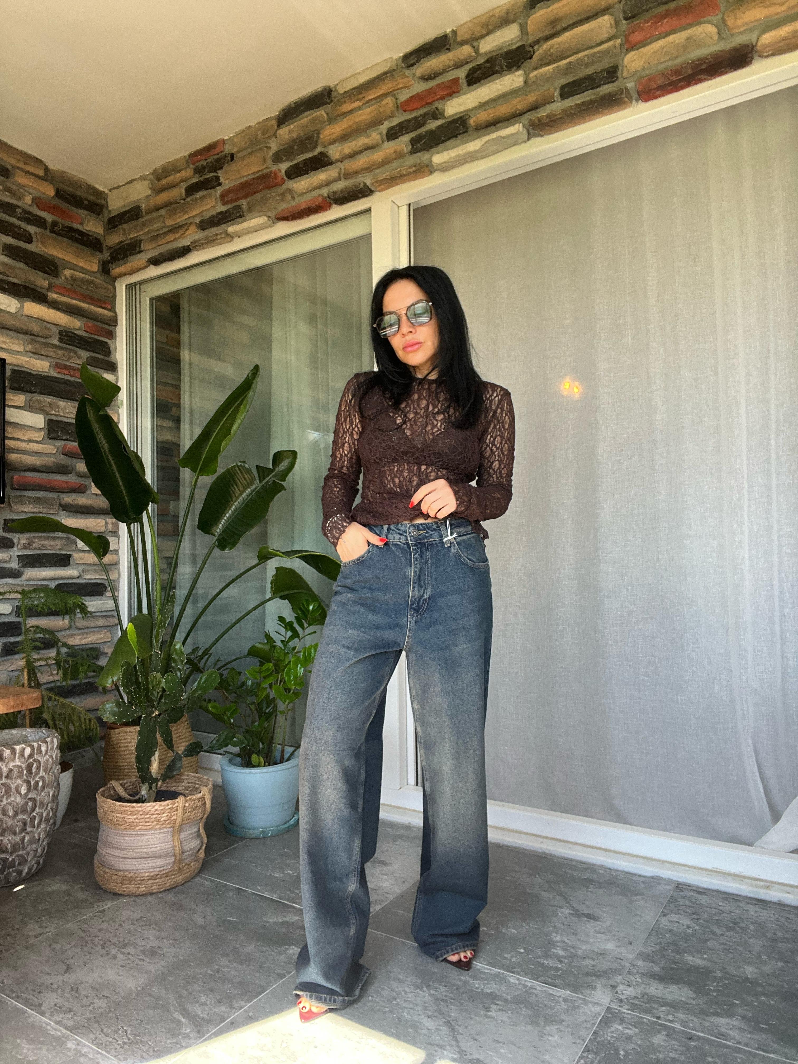 Cepli Straight Fıt Denim Pantolon