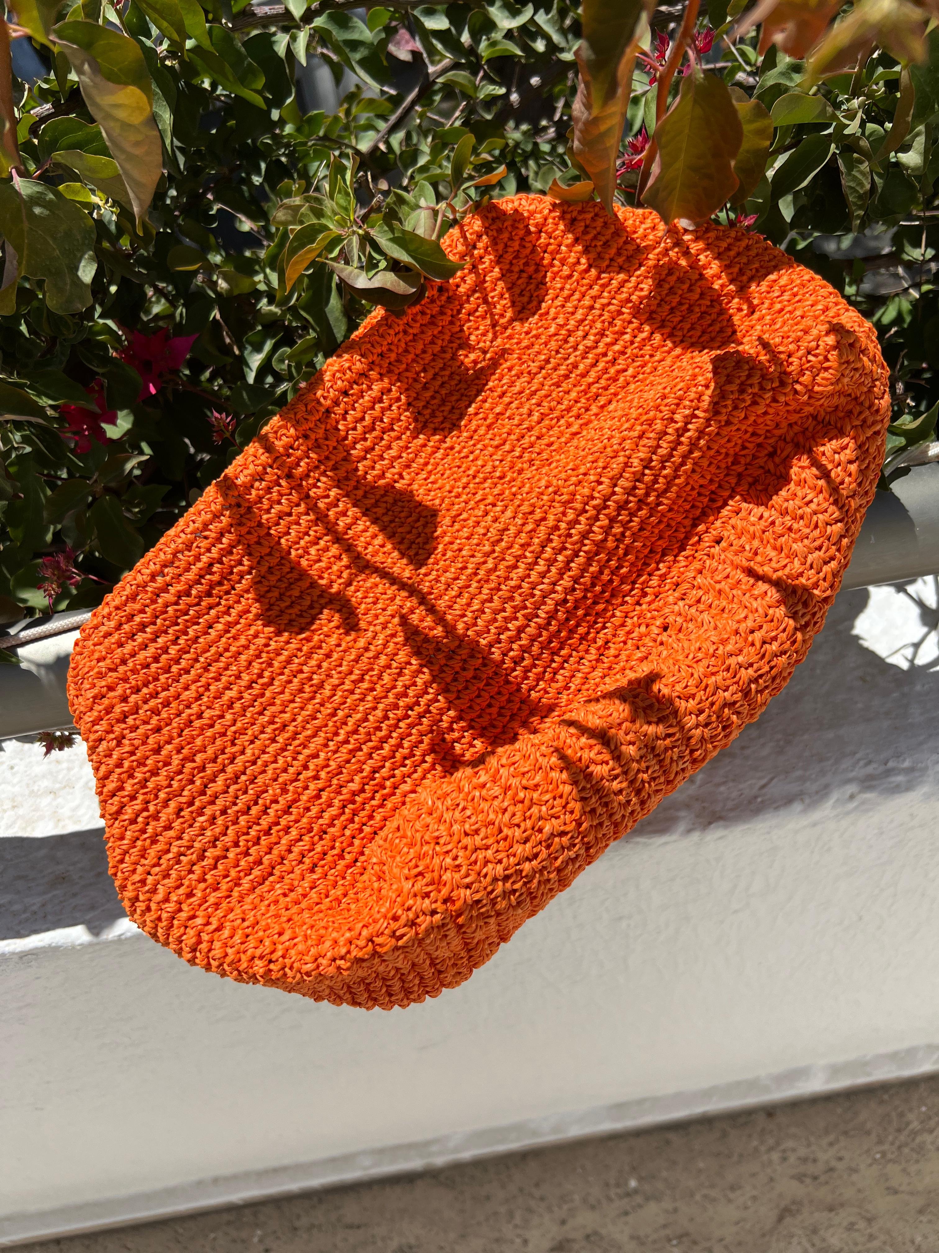 Turuncu Örgü Clutch Çanta
