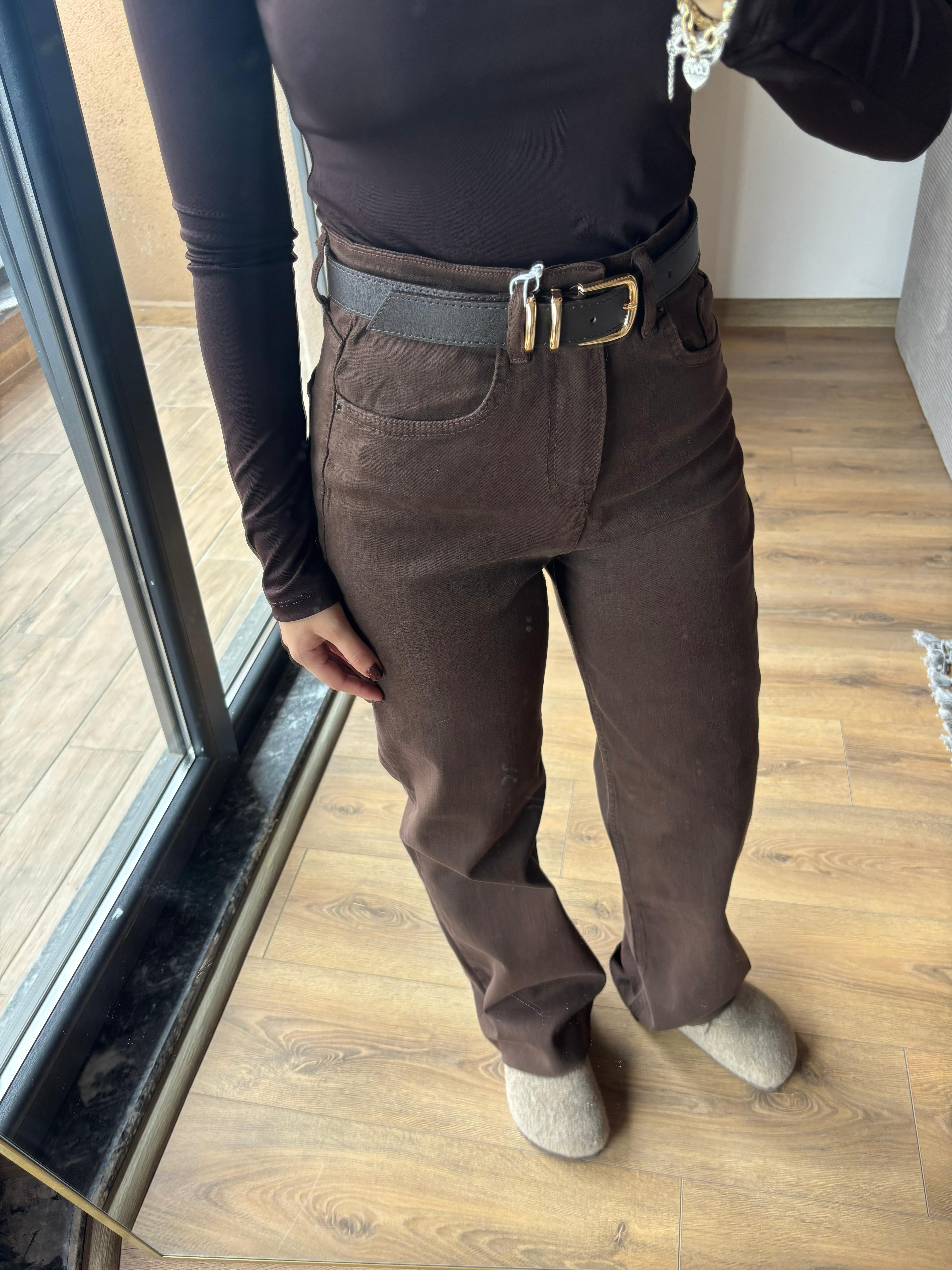 Full Likralı Kesik Paça Kahve Jean