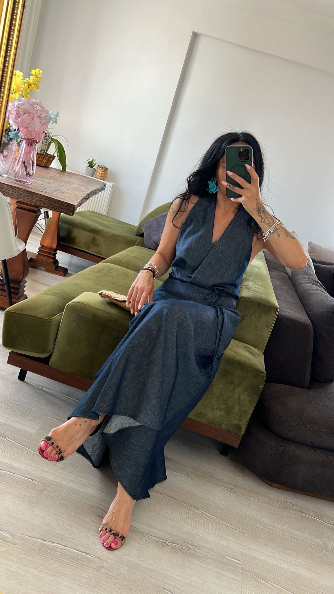 İnce Denim Elbise