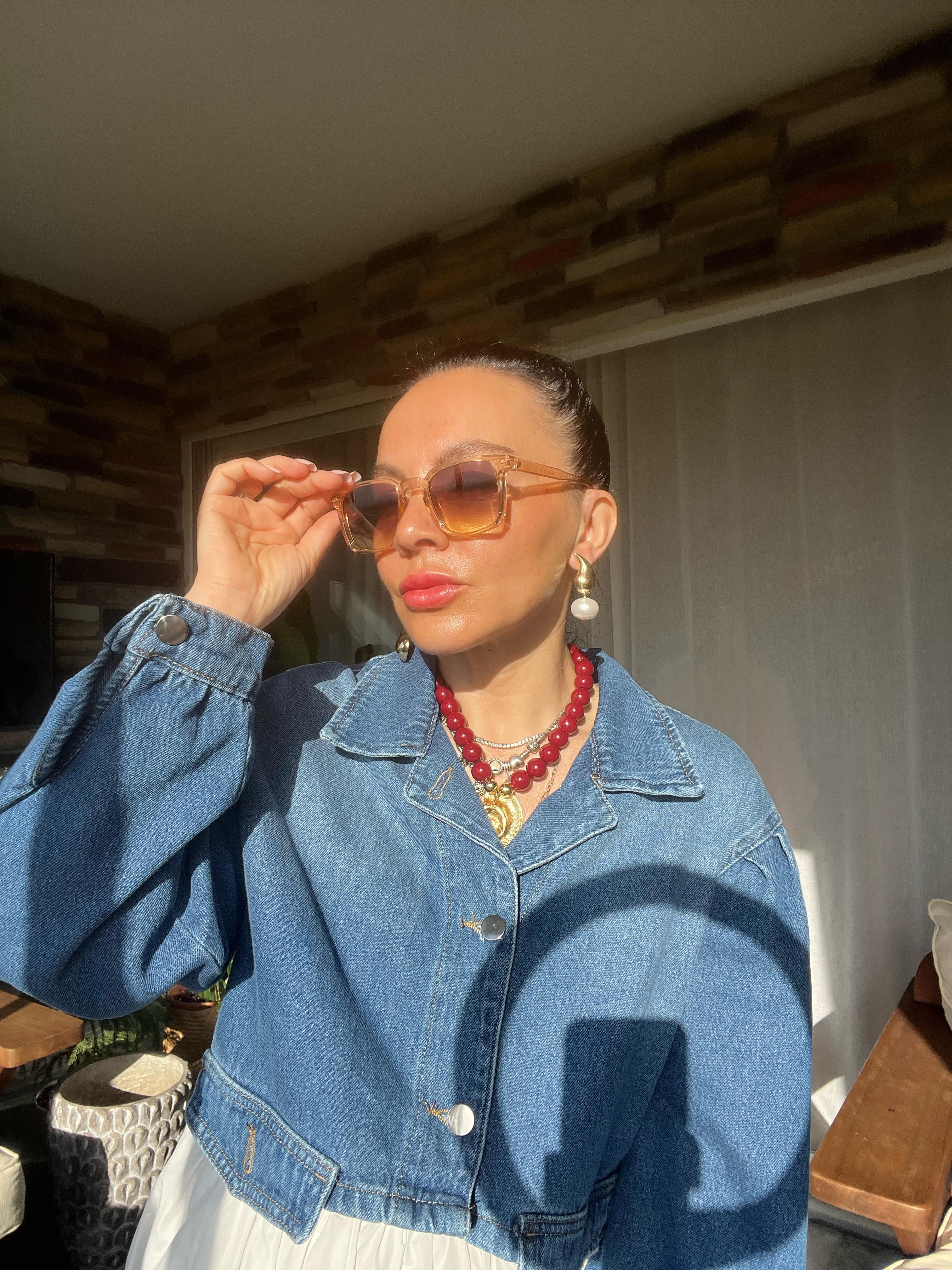 Kısa Crop Balon Kol Denim Ceket