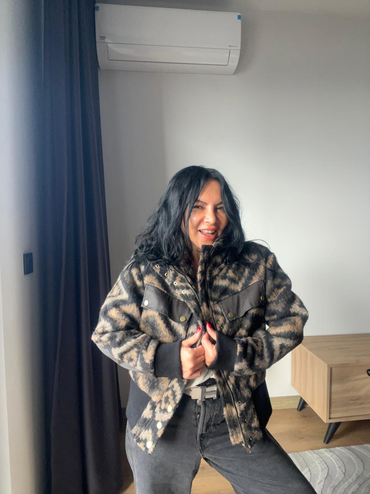 Yün Dokulu Garnili Bomber Ceket 