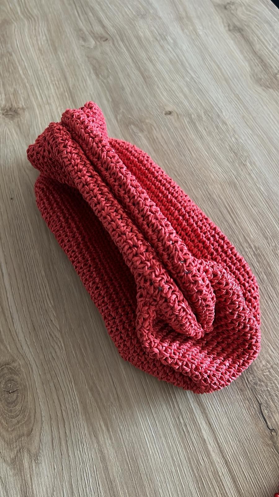 Kırmızı Hasır Clutch Çanta