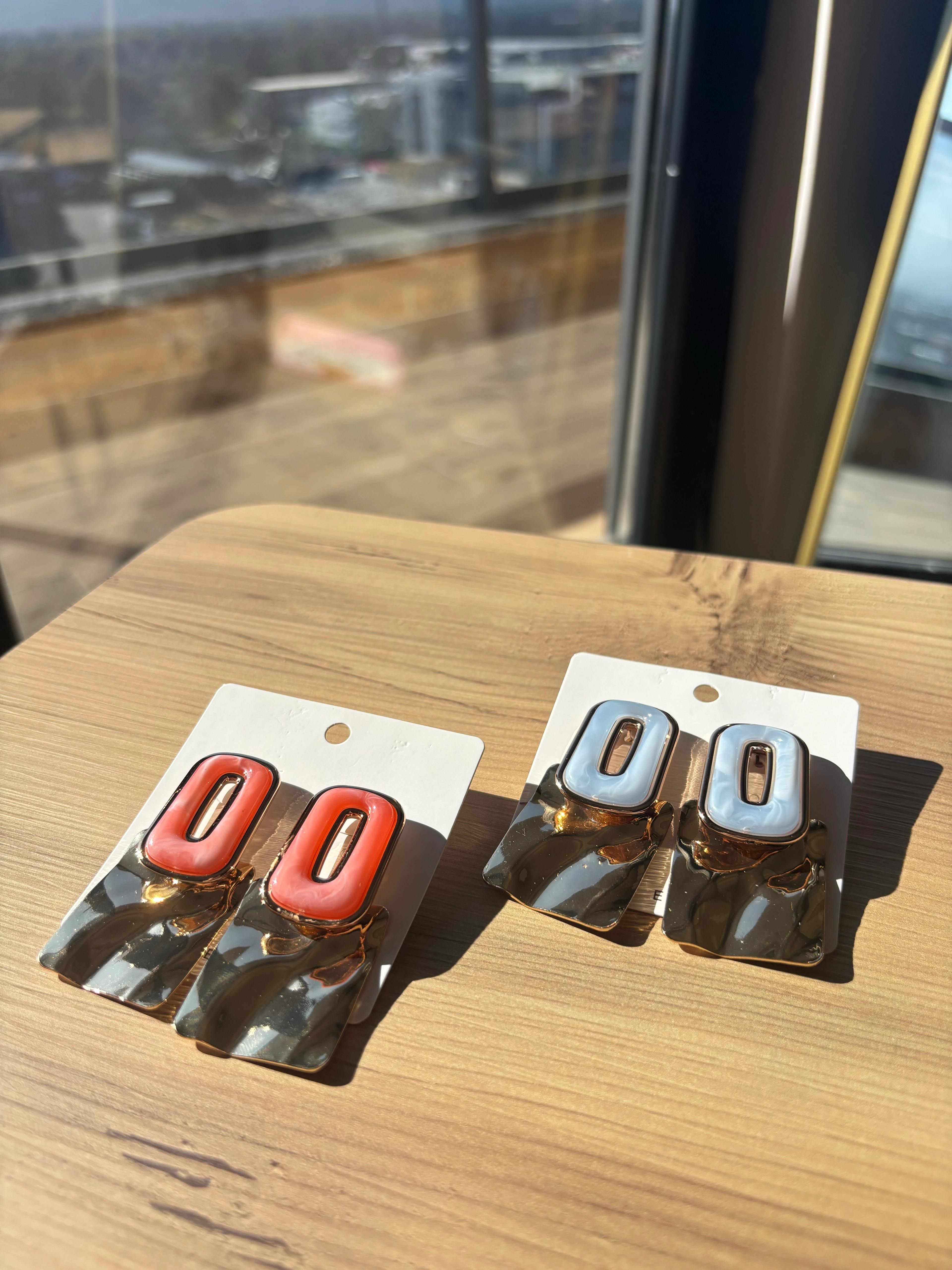 Mavi Dikdörtgen Sarkıtlı Küpe