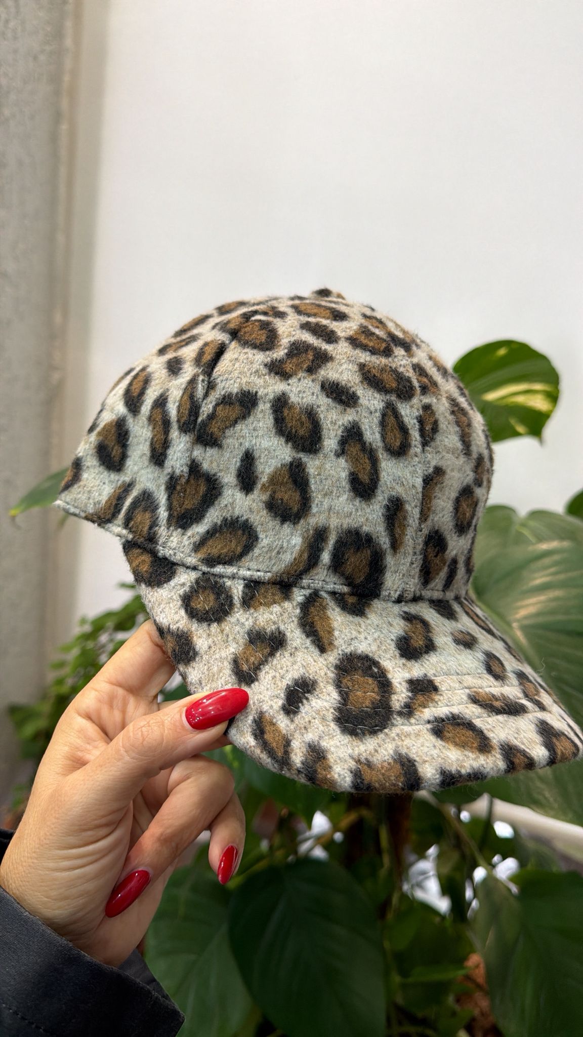 Kaşe Doku Leopar Şapka 