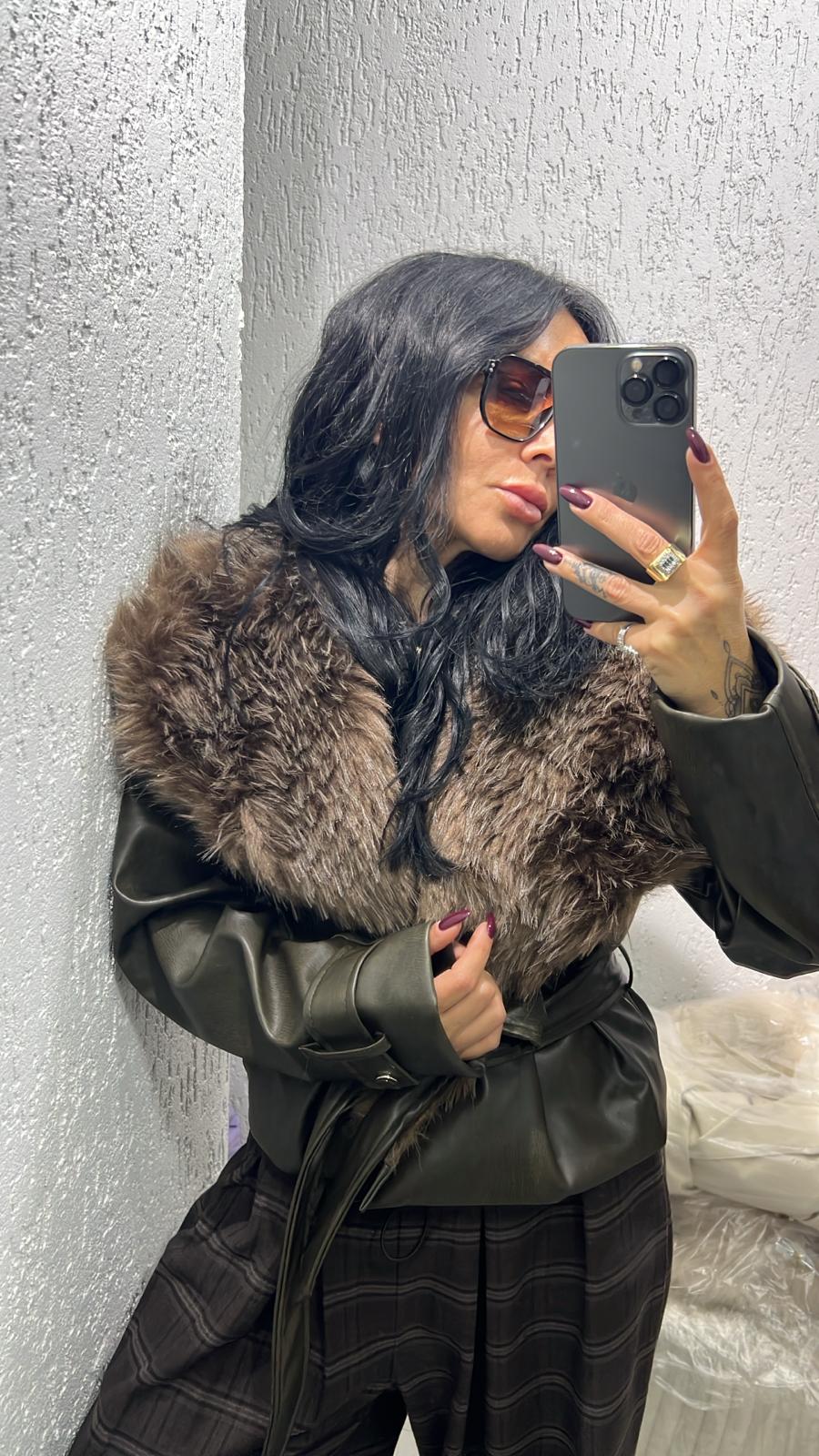 Kürk Yakalı Deri Ceket 