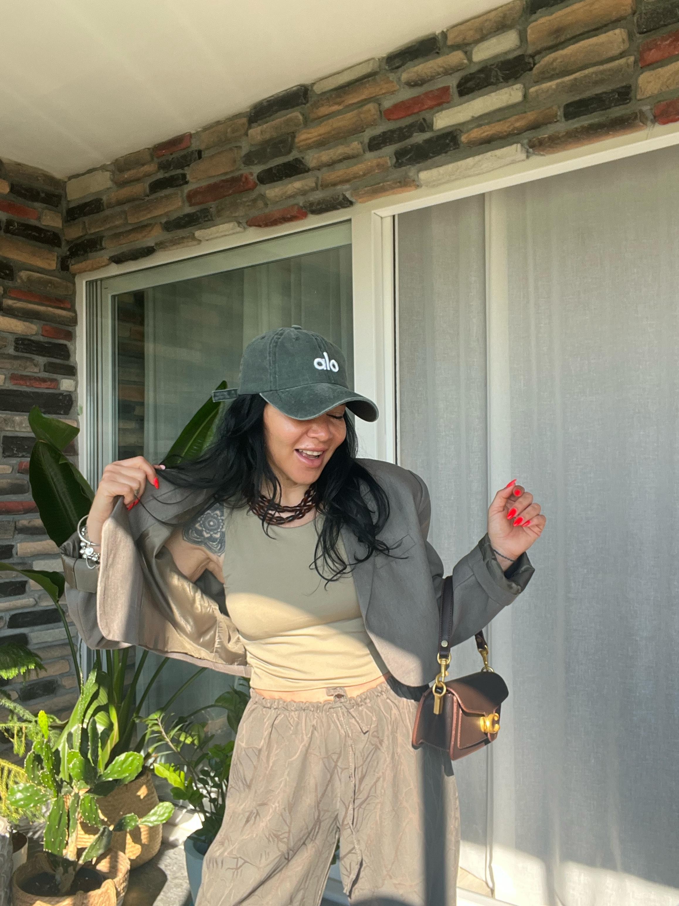 Haki Ham Keten Crop Blazer Ceket