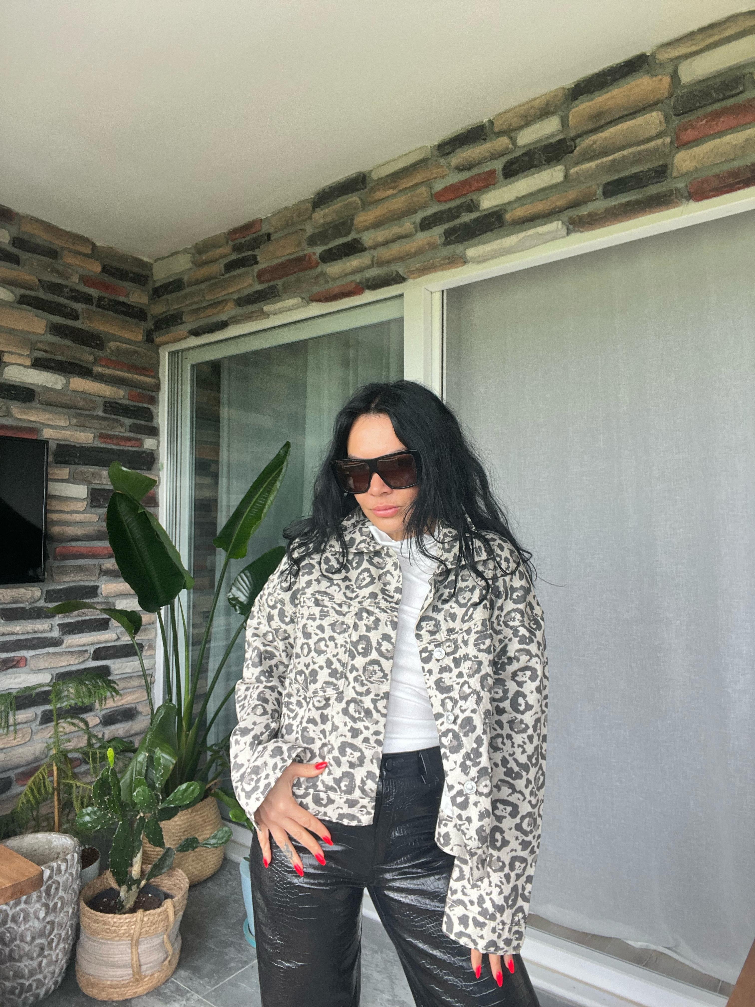 Gabardin Zebra Desen Ceket 