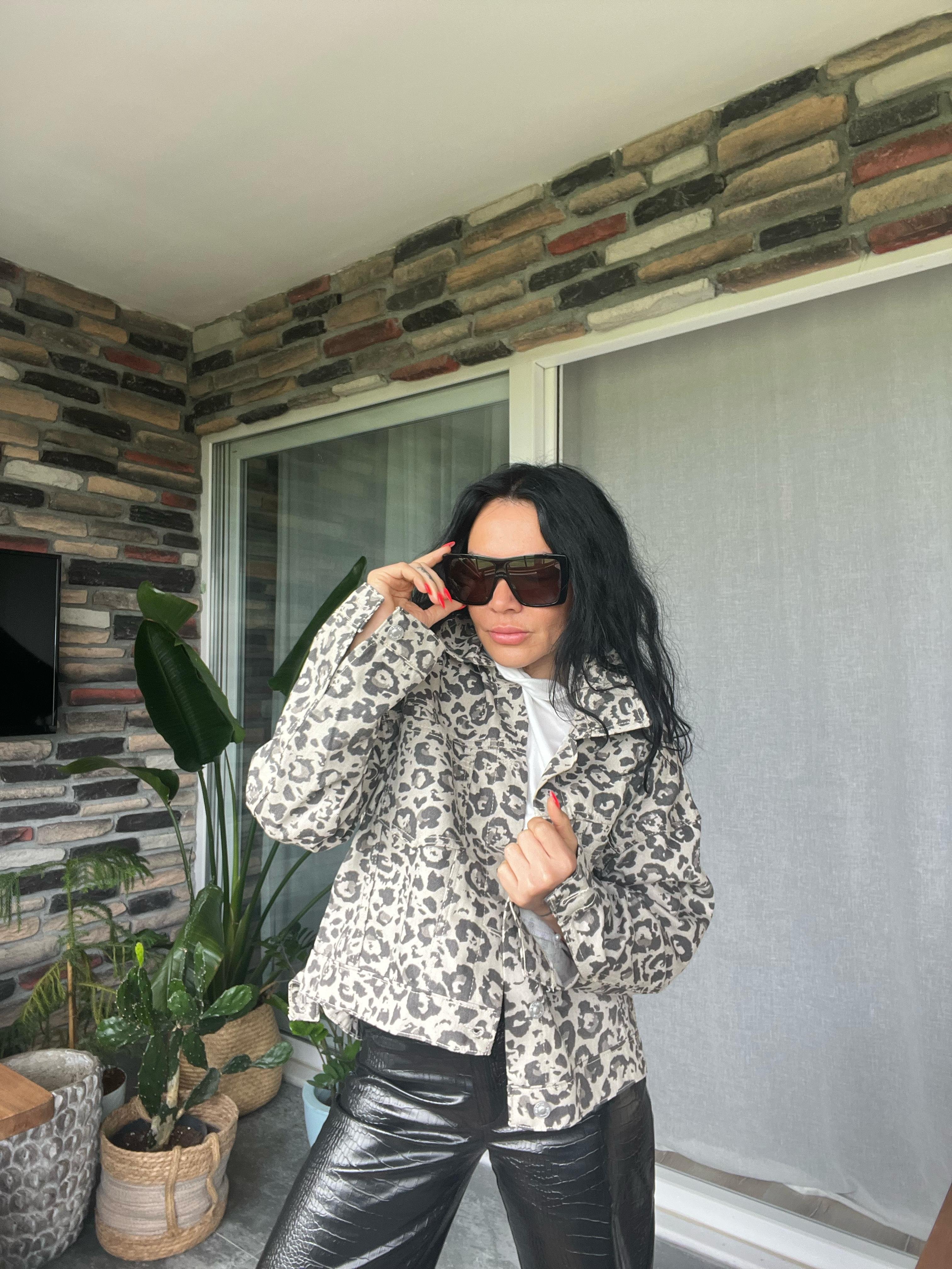 Gabardin Zebra Desen Ceket 