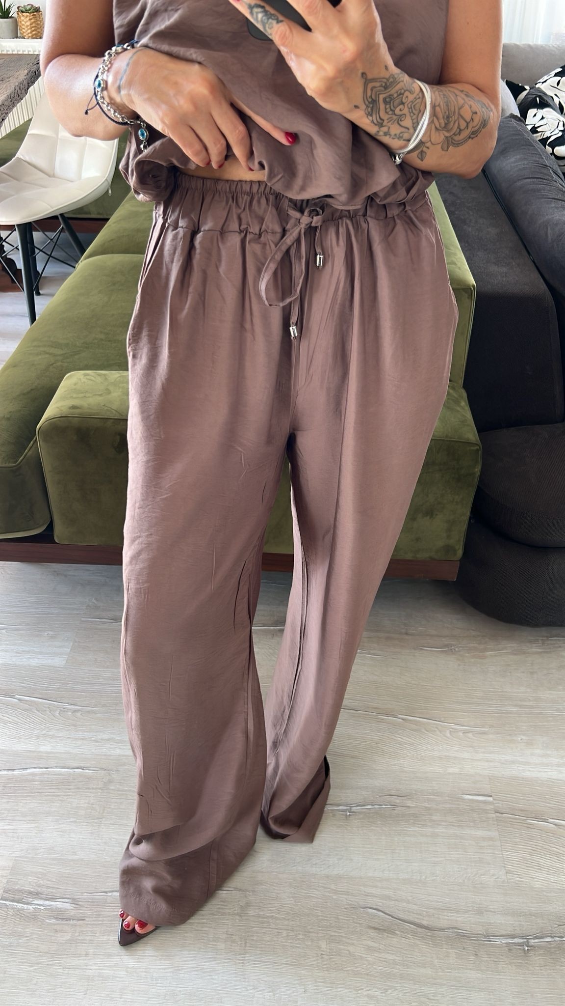 Kahve Bluz Pantolon Takım