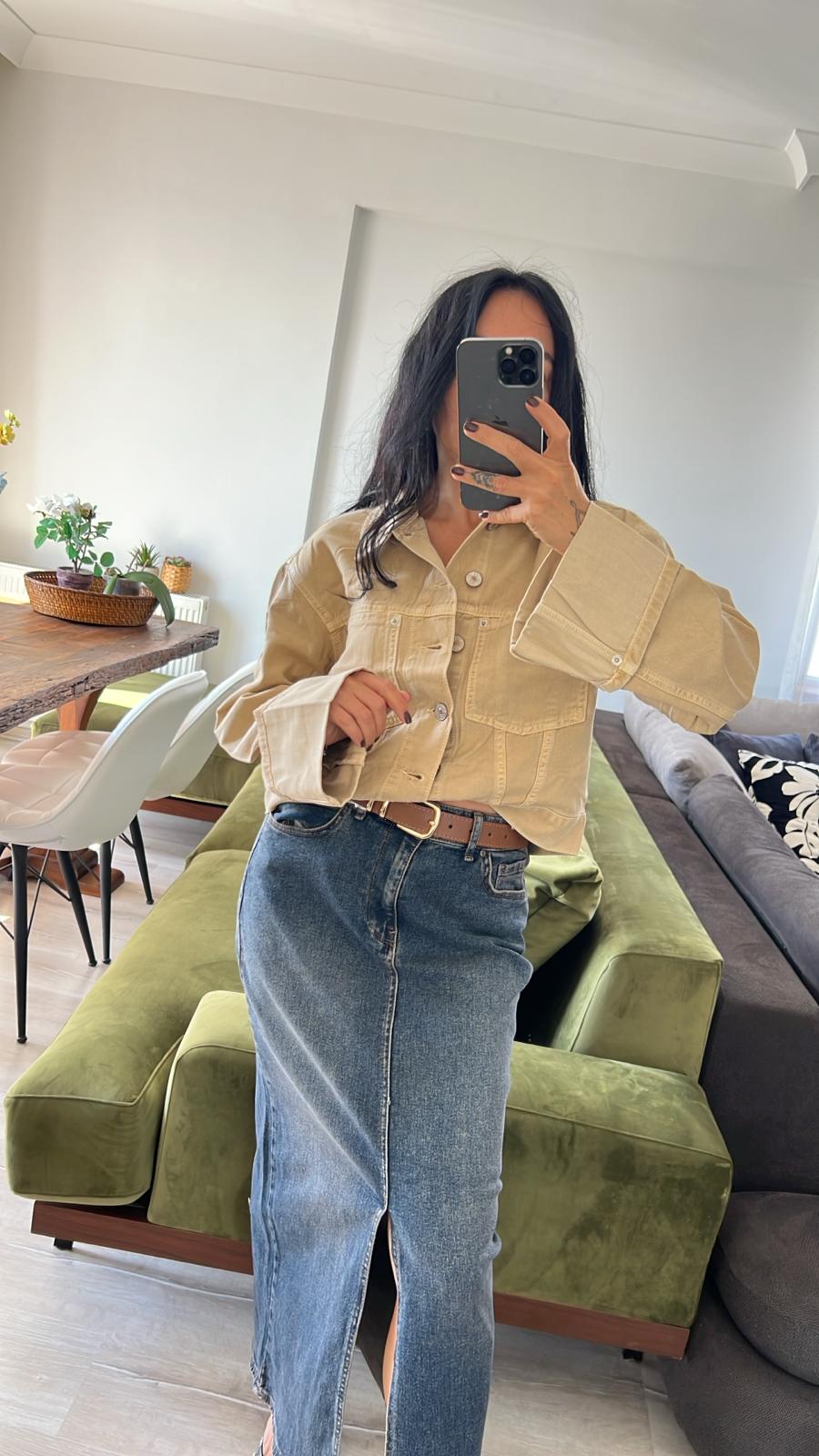 Orj Zr Bej Denim Ceket 