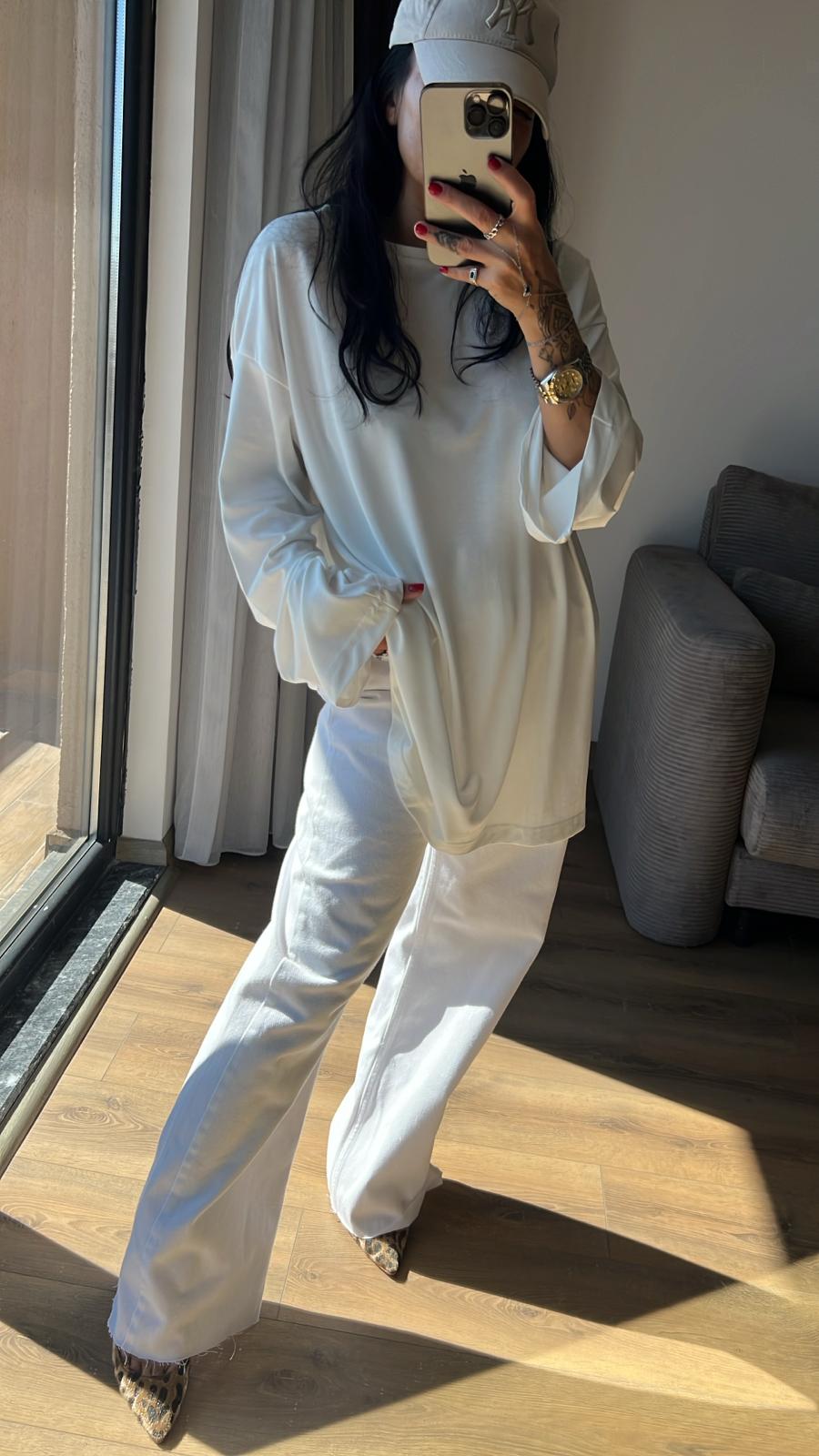 Uzun Kollu Oversize Basic Tshirt
