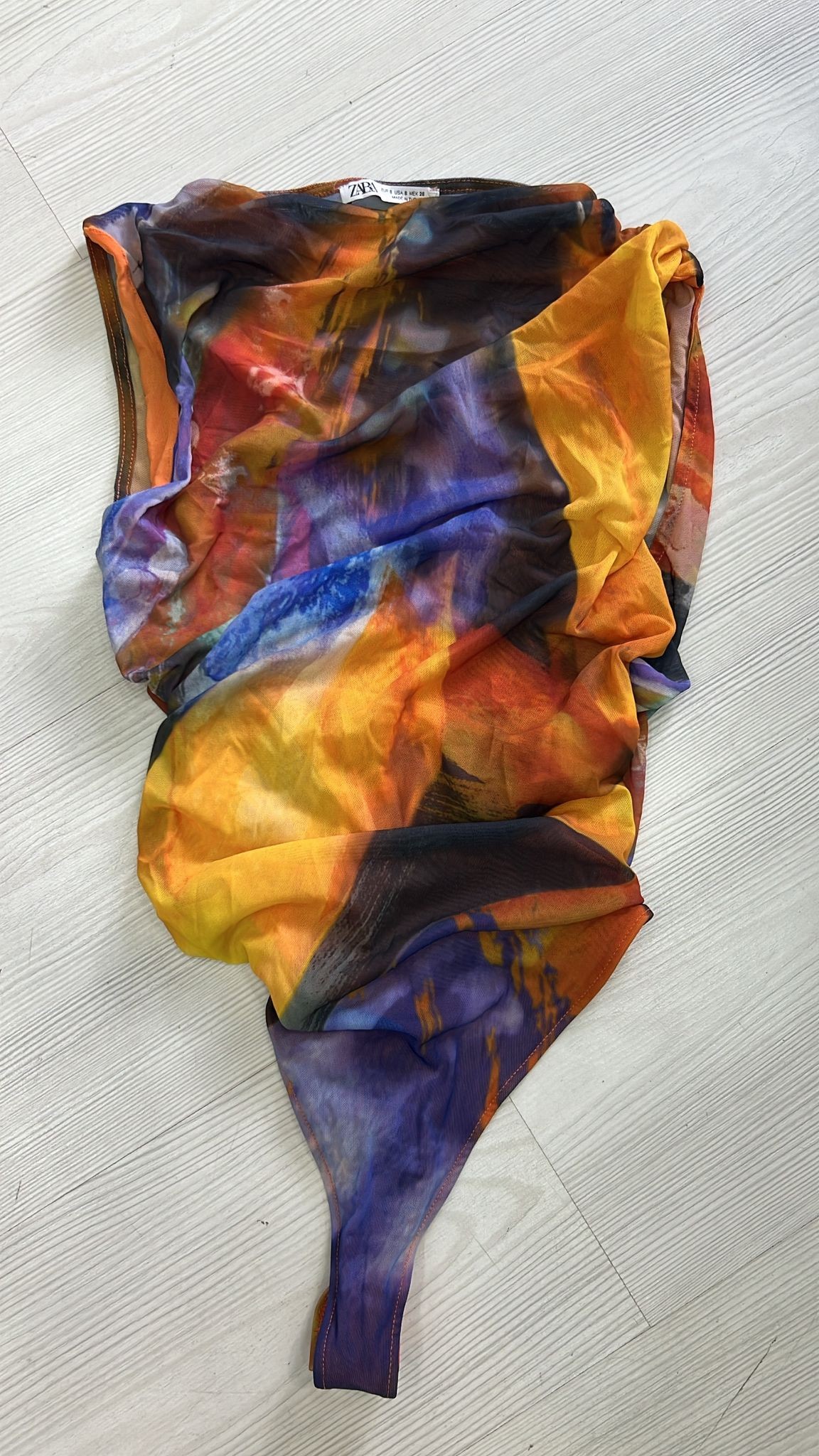 Batik Desenli Transparan Bodysuit