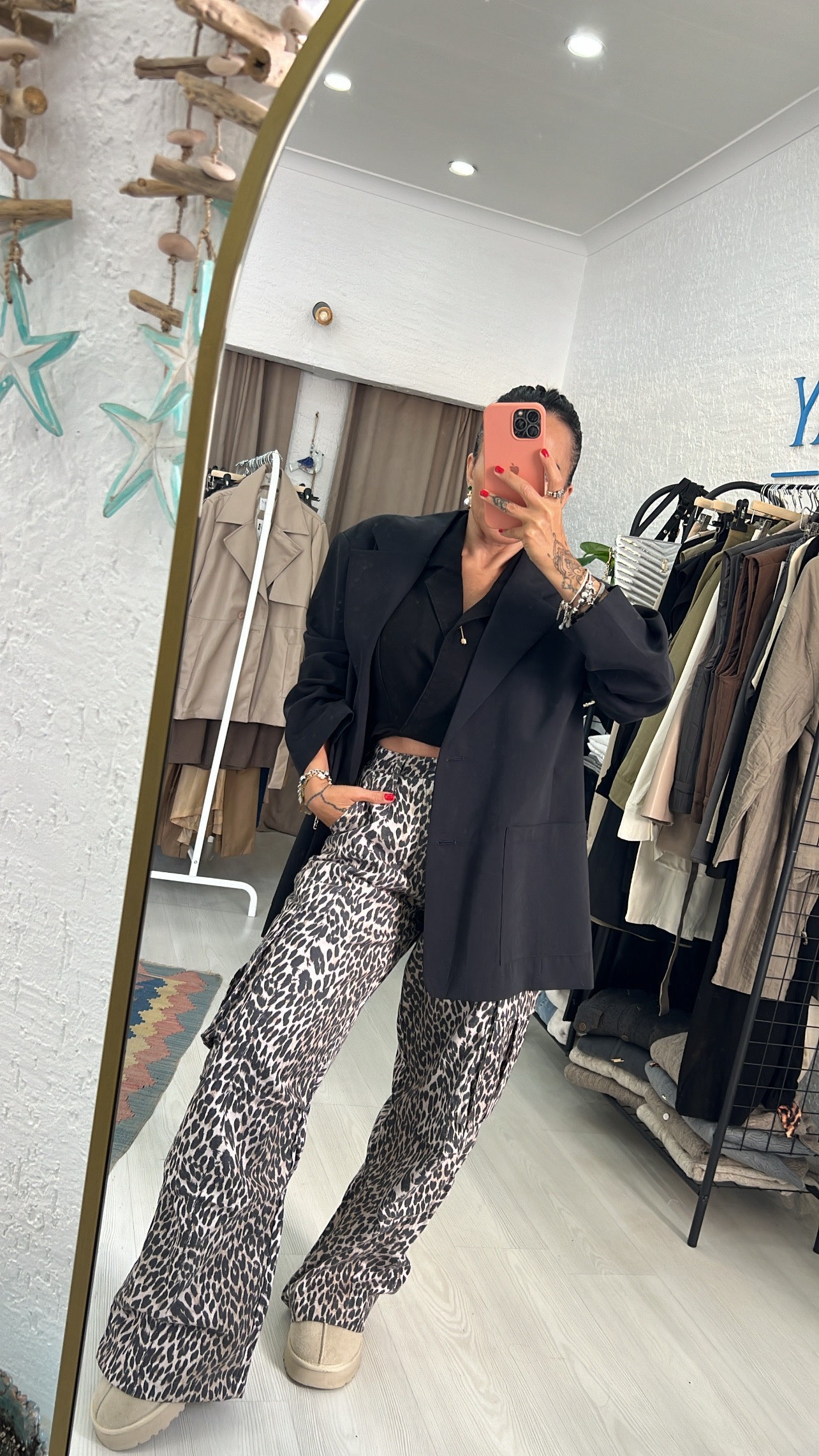 Leopar Desen Kargo Pantolon 