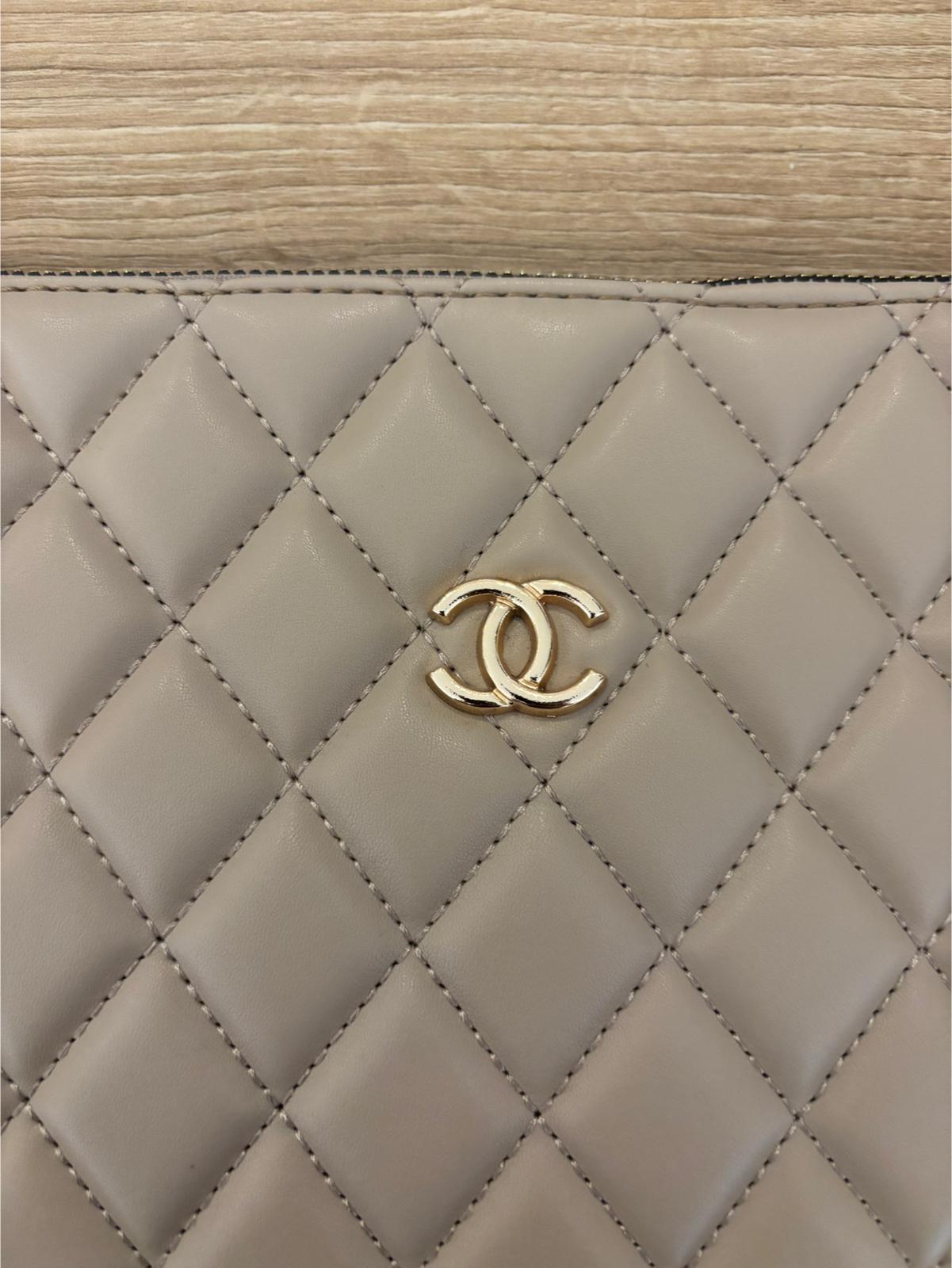 CHNL Zincir Askılı Vizon Clutch Çanta