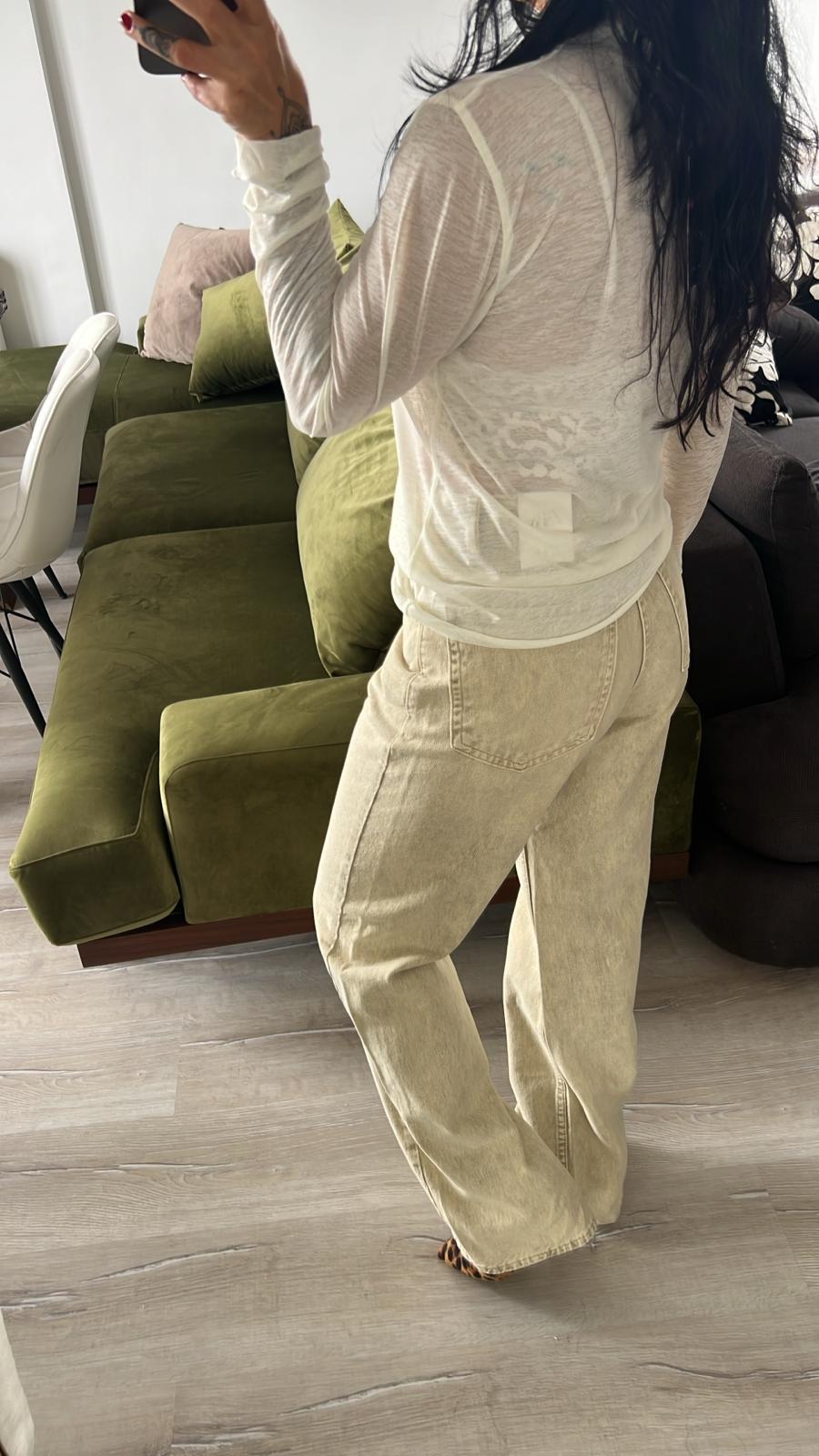 ZR Açık Bej Yıkamalı Straight Jean