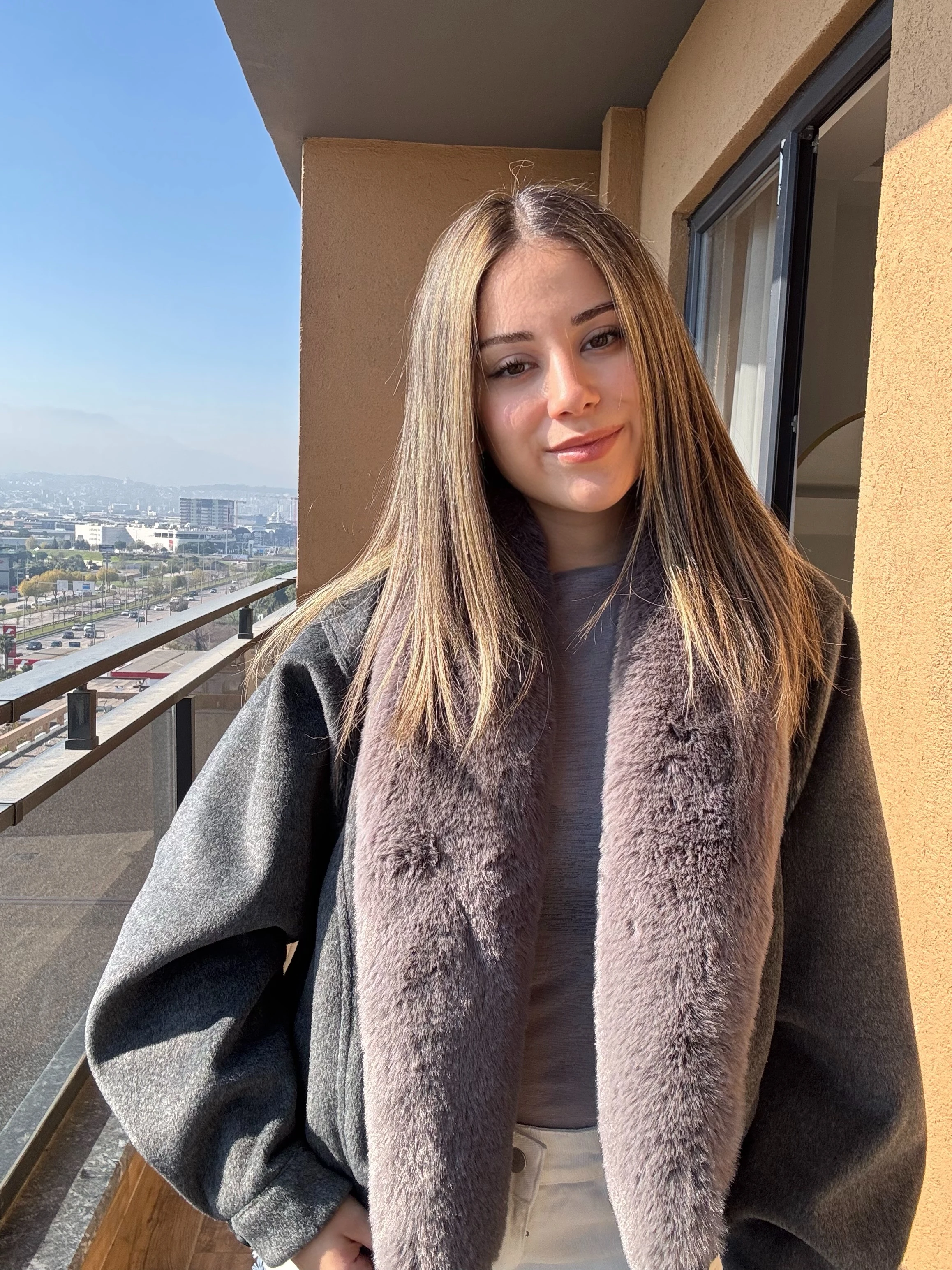 Premium Yakası Kürklü Kaşe Bomber Ceket