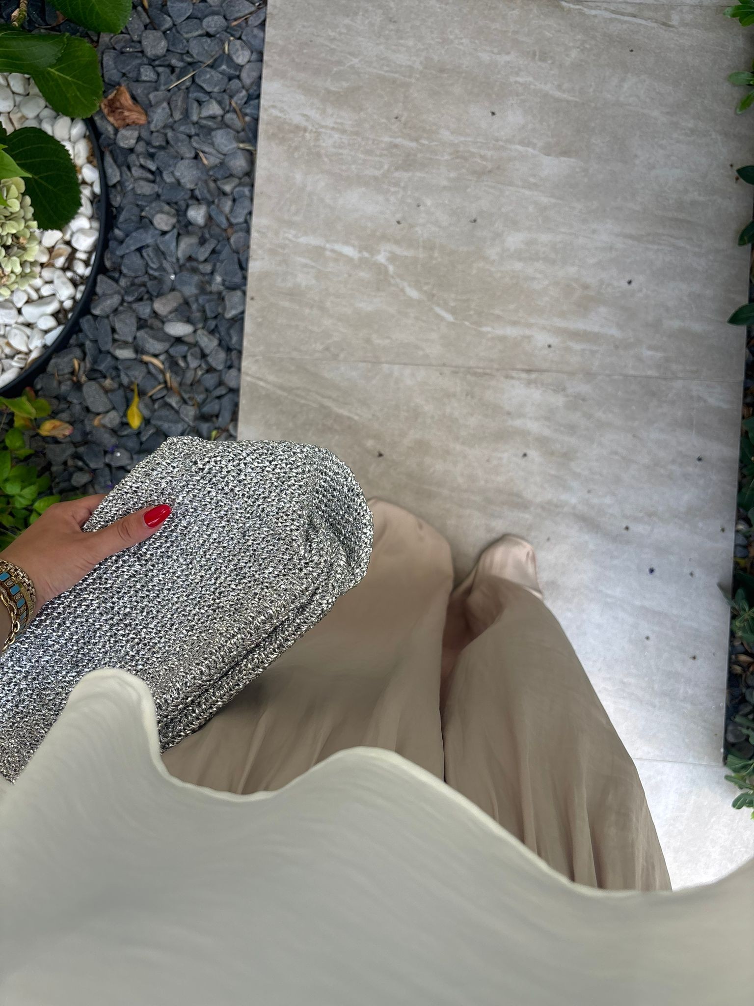 Silver Parlak Clutch Çanta