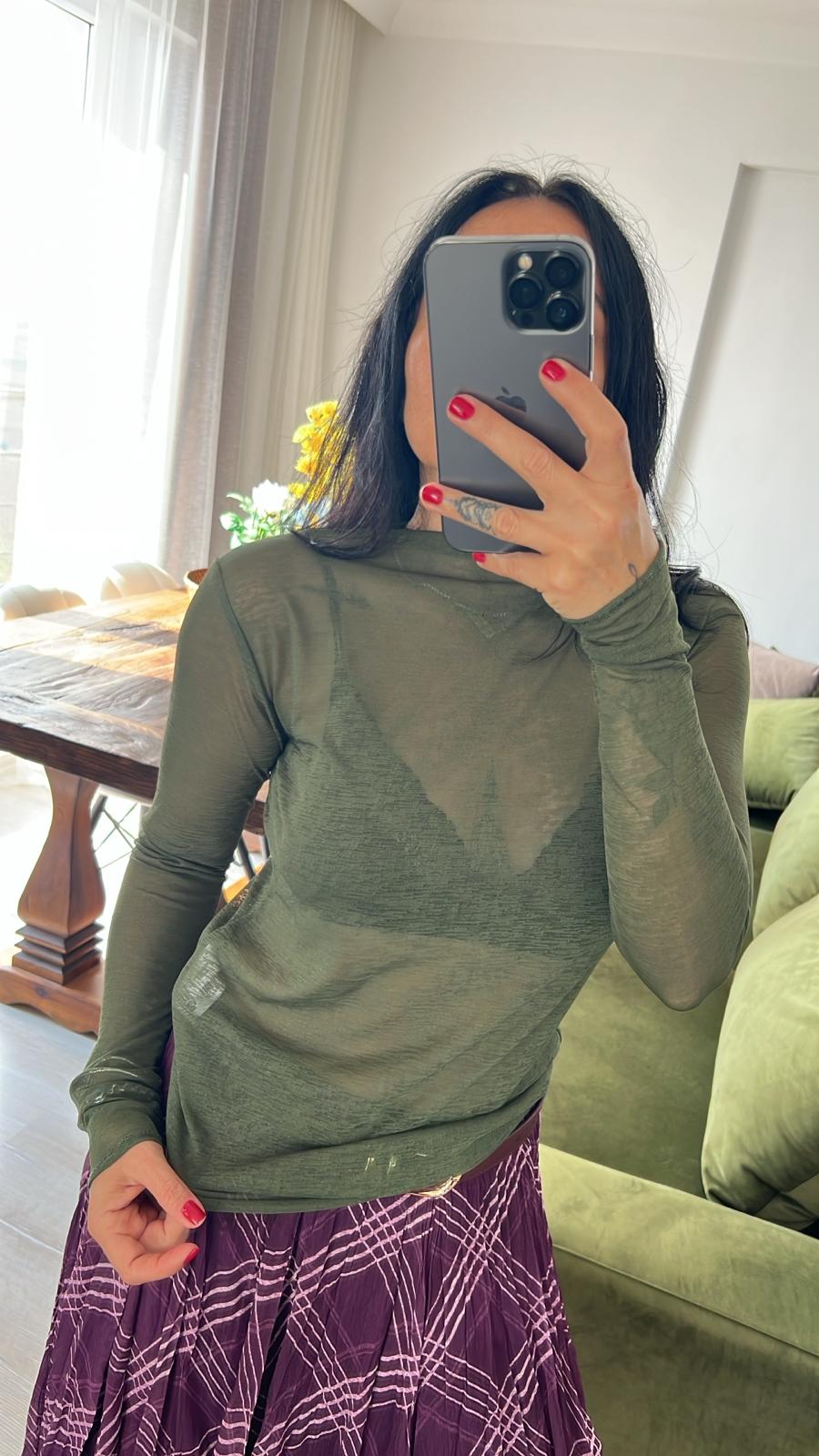 Haki Transparan Bluz 