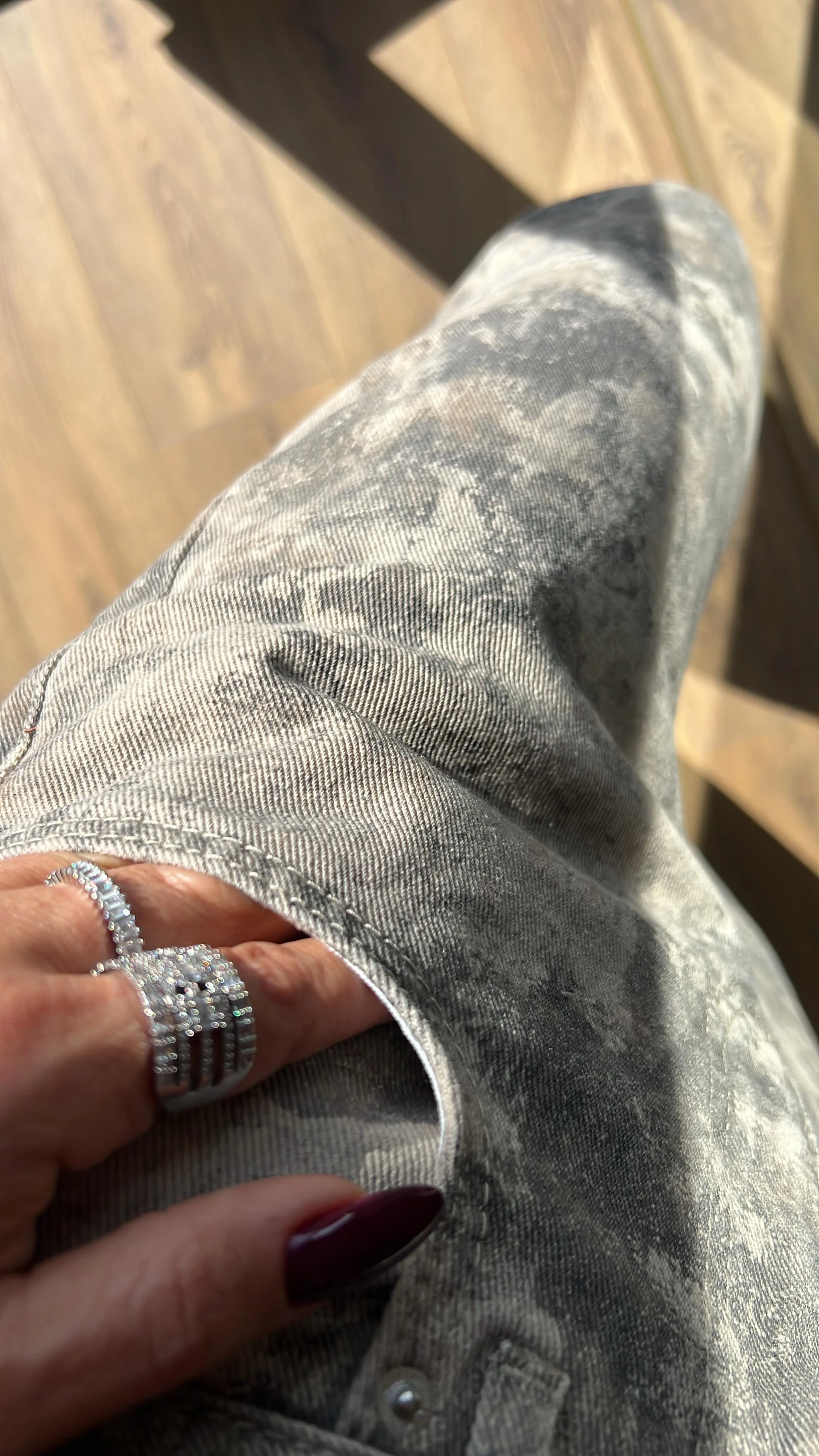 Dilvin Batik Desenli Denim Pantolon - Haki