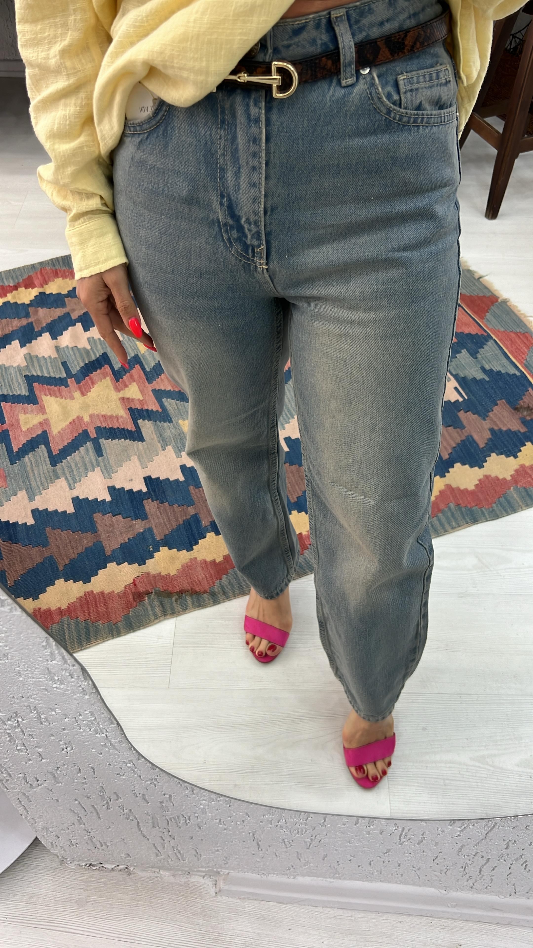 Tint Yıkama Relax Denim Pantolon