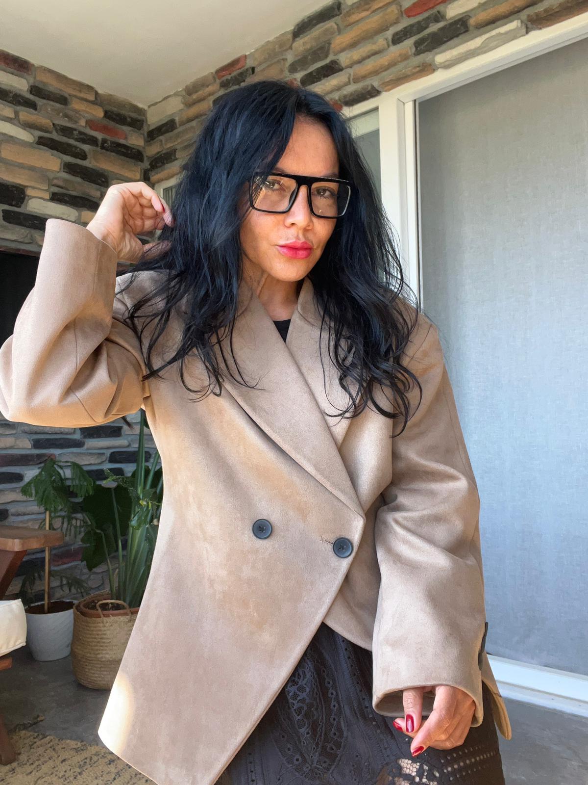 Geniş Yaka Premium Süet Blazer Ceket