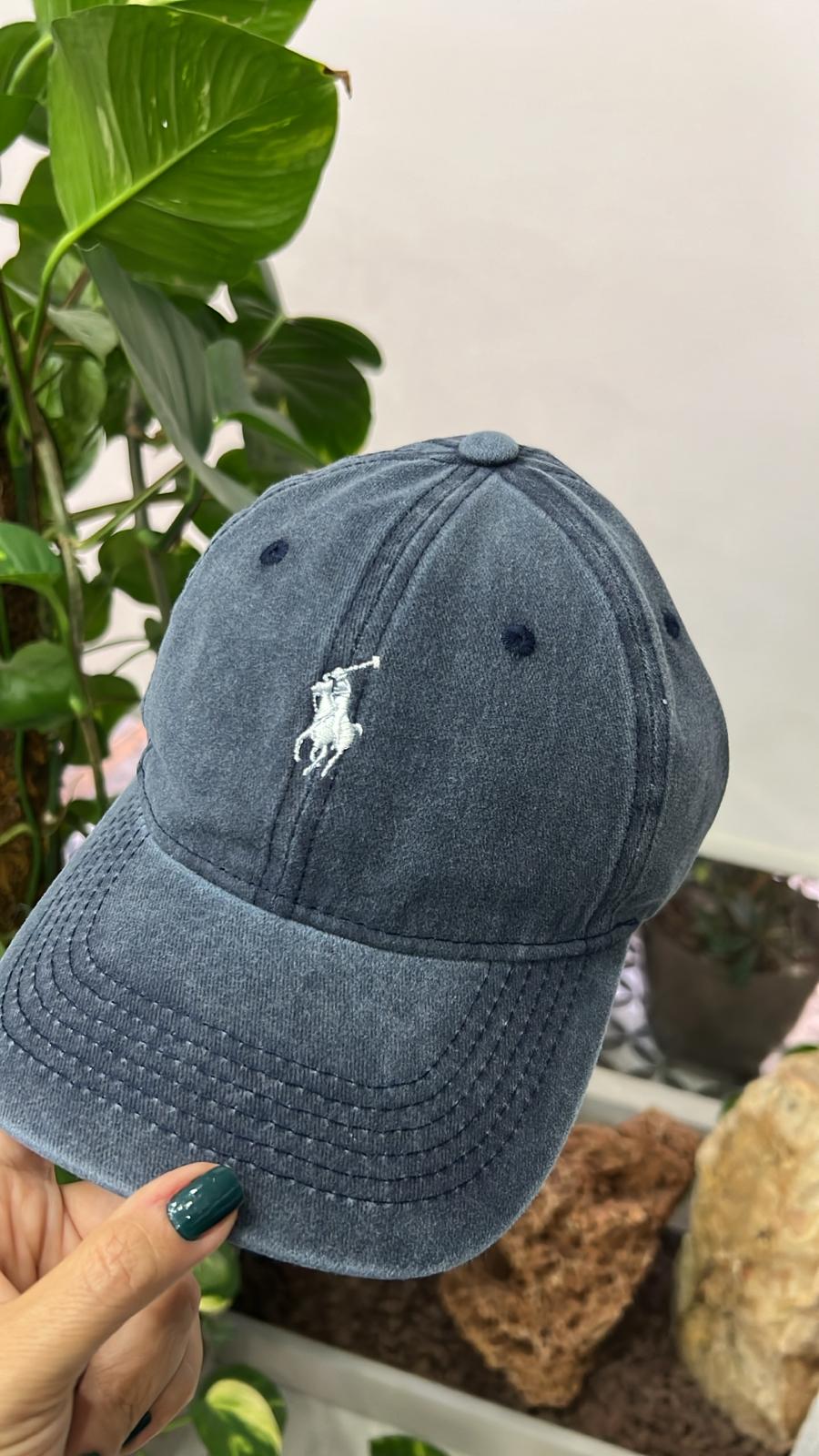 Orj Yıkamalı Mavi Polo Şapka