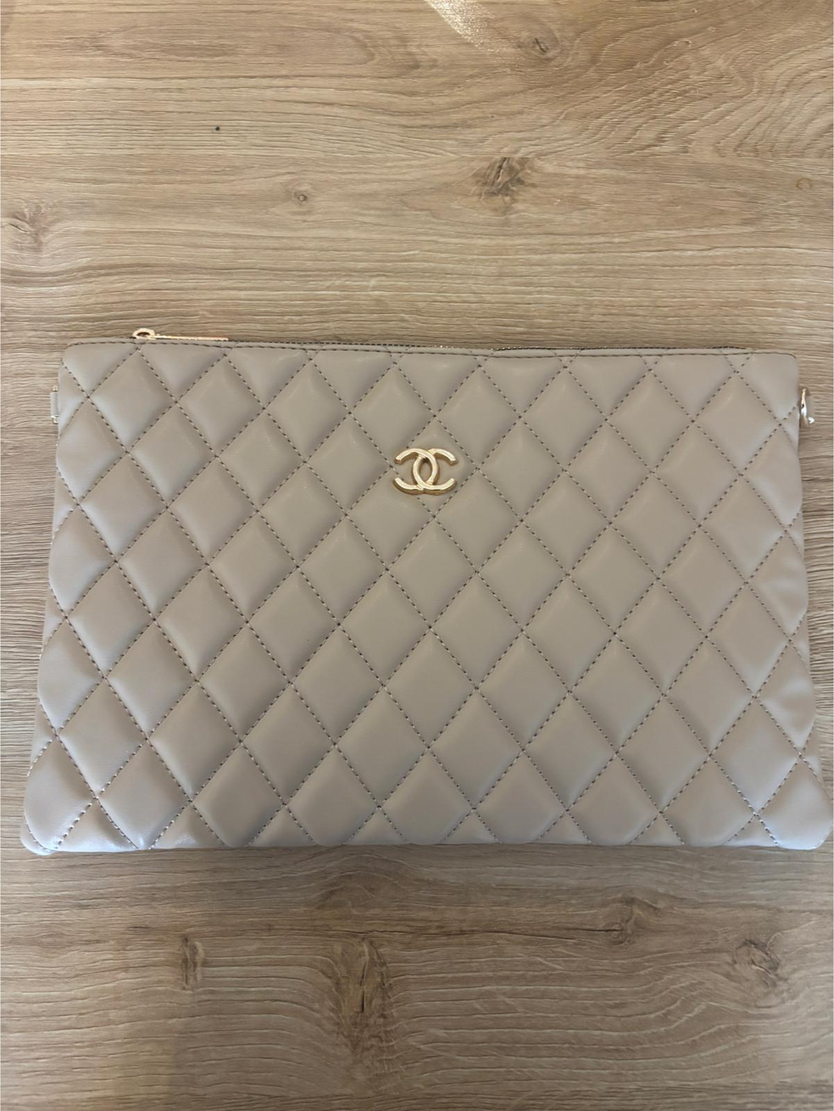 CHNL Zincir Askılı Vizon Clutch Çanta